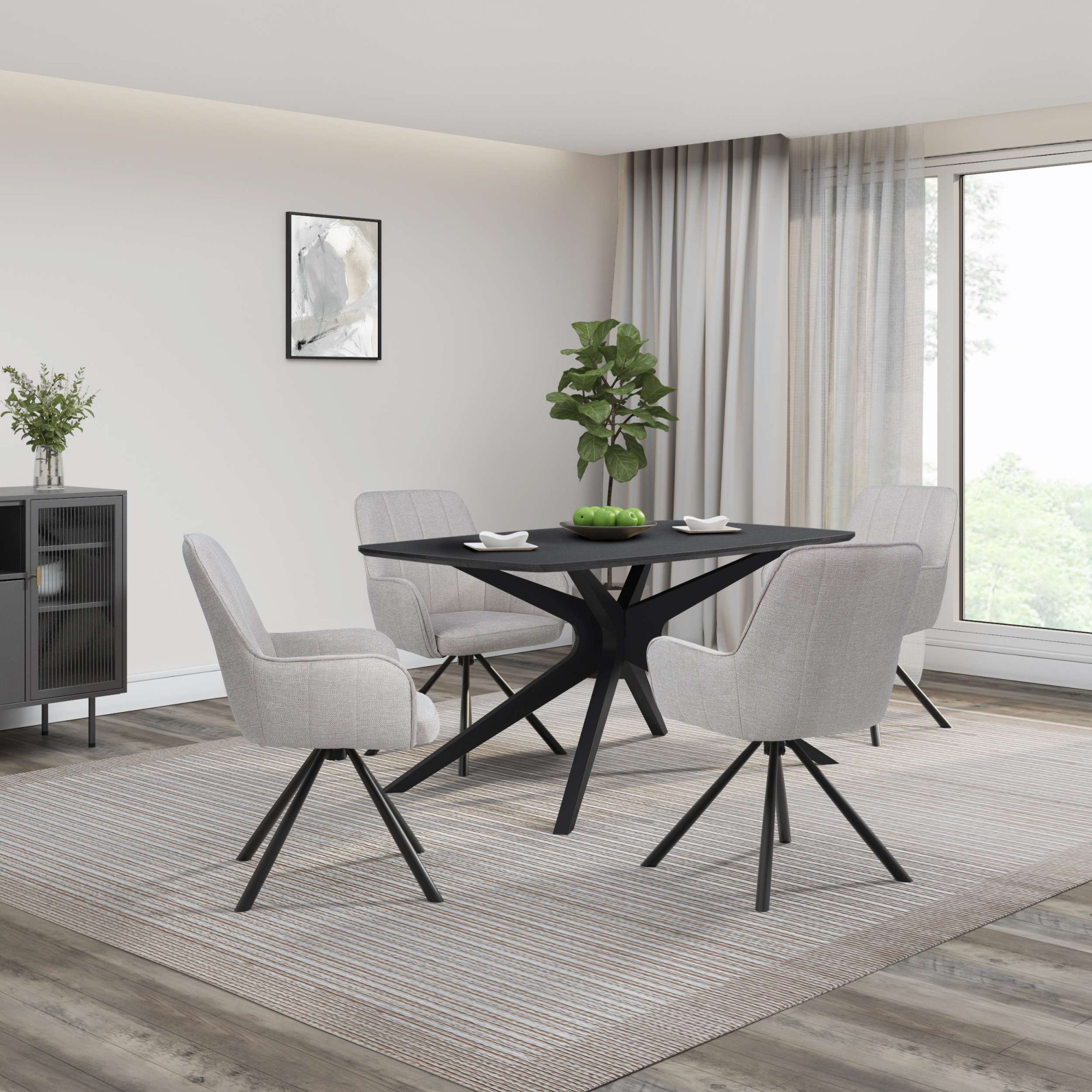 OTTO home Esstisch »Dakona« Tischplatte mit Holzstruktur, schwarze Metallbeine, Höhe 76 cm