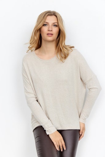soyaconcept Rundhalsshirt »SC-BIARA 1« bequemer Pullover, elastische Viskose-Qualität in melierter Optik