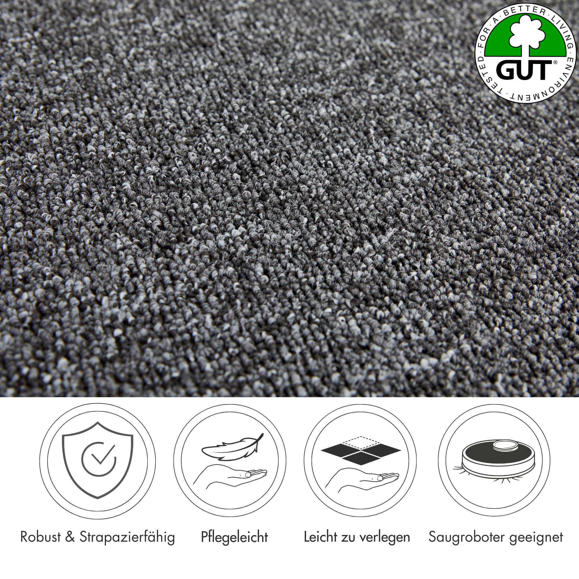 Andiamo Teppichboden »Luton, Feinschlinge, Made in Netherlands«, rechteckig, 4,5 mm Höhe, meliert, Breite 400 cm oder 500 cm, strapazierfähig & pflegeleicht