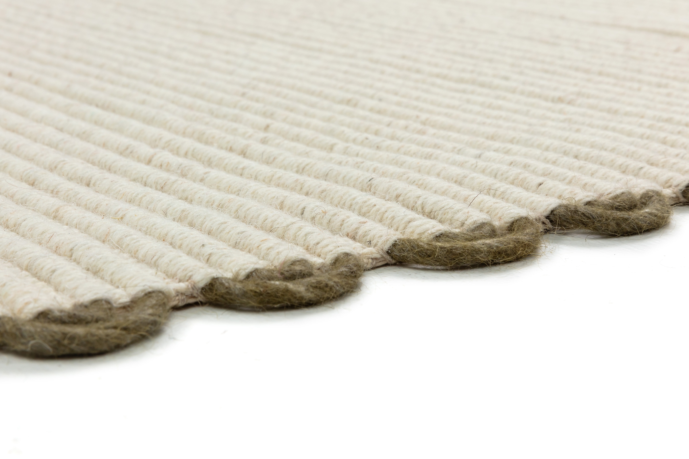 SCHÖNER WOHNEN-Kollektion Wollteppich »Omira« rechteckig 7 mm Höhe reine Wolle, Linien, dekorative Häkelkante, Wohnzimmer