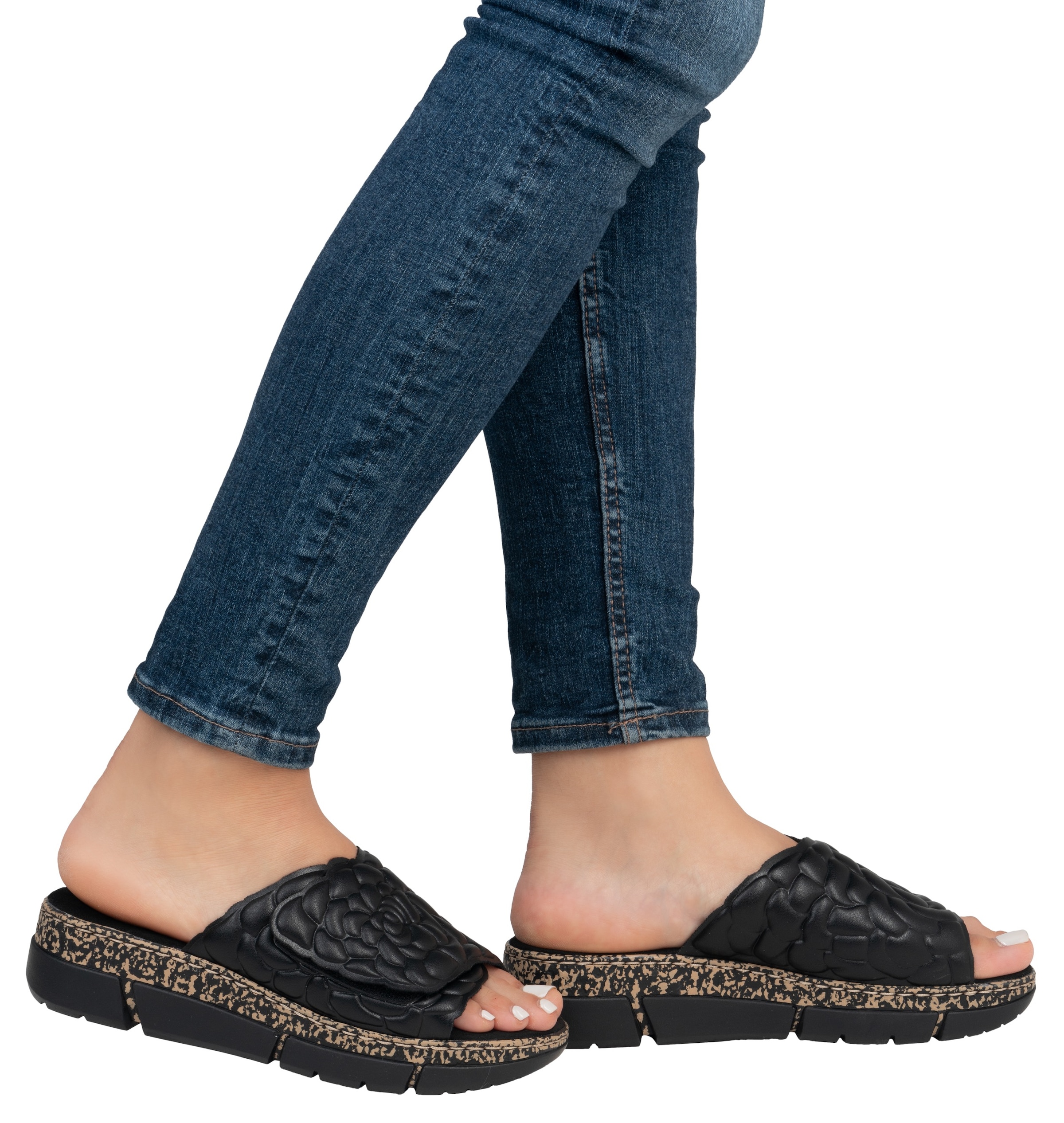 Rieker Pantolette, Sommerschuh, Klettschuh, Hausschuh, Plateau, mit Klettverschluss