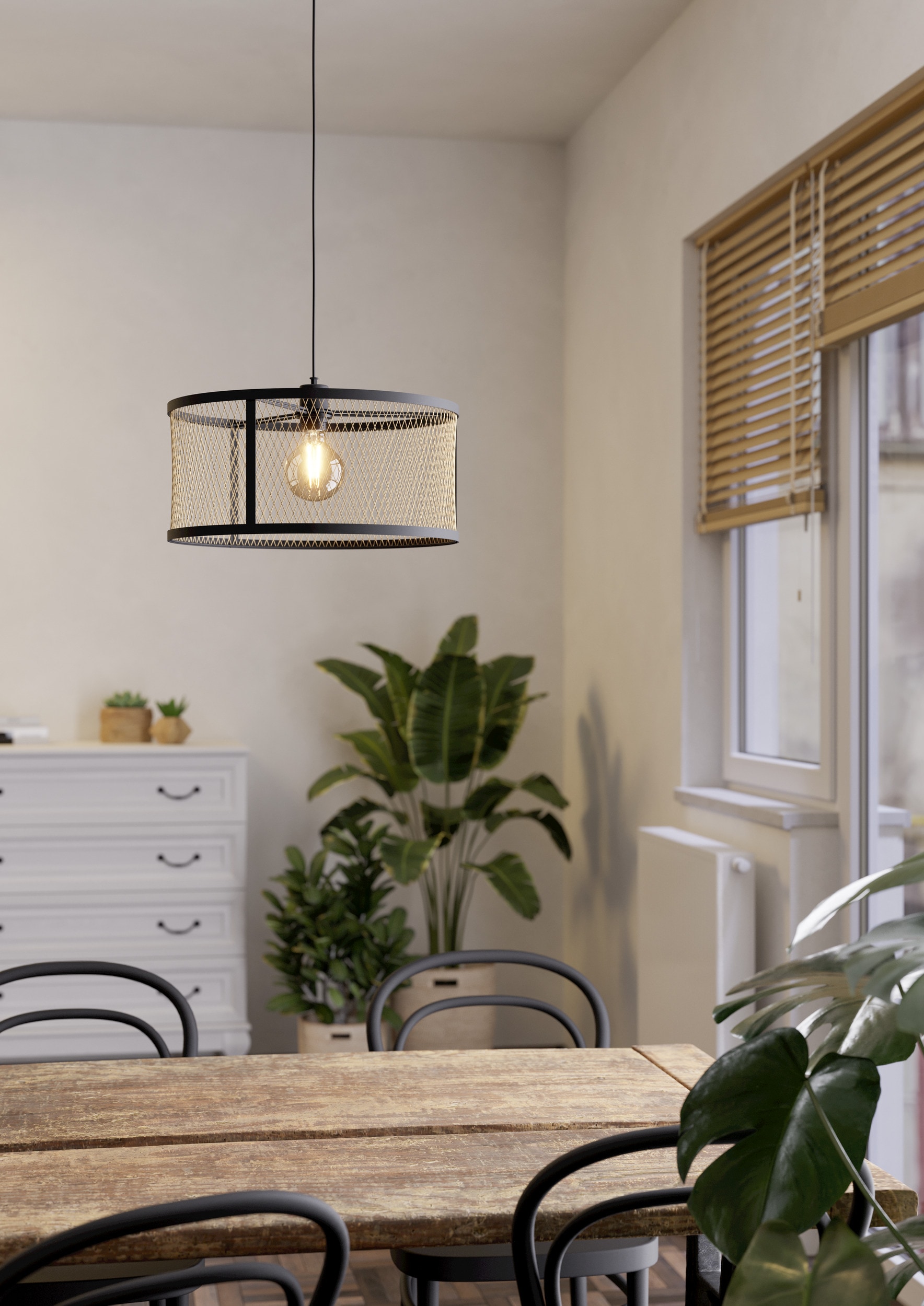 EGLO Hängeleuchte »DELLOW Pendellampe - Stahl - E27 - 1X40W - IP20« E27 1 Stk. Hängelampe, Deckenlampe, Wohnzimmer, Esszimmer, H110 x Ø45 cm