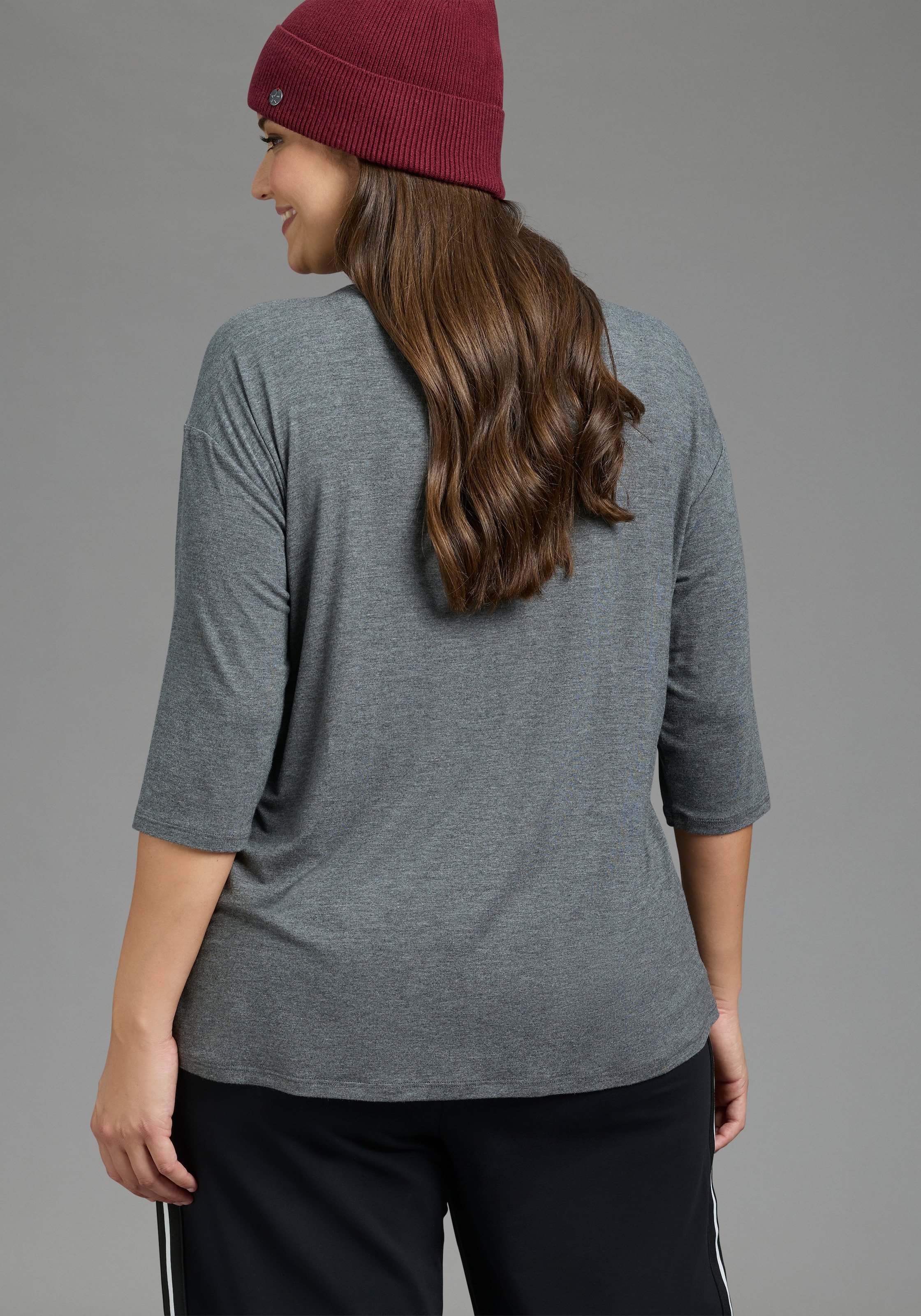 Laura Scott CURVE 3/4-Arm-Shirt »Große Größen« figurumschmeichelnd, hüftbedeckend, mit Rundhalsausschnitt