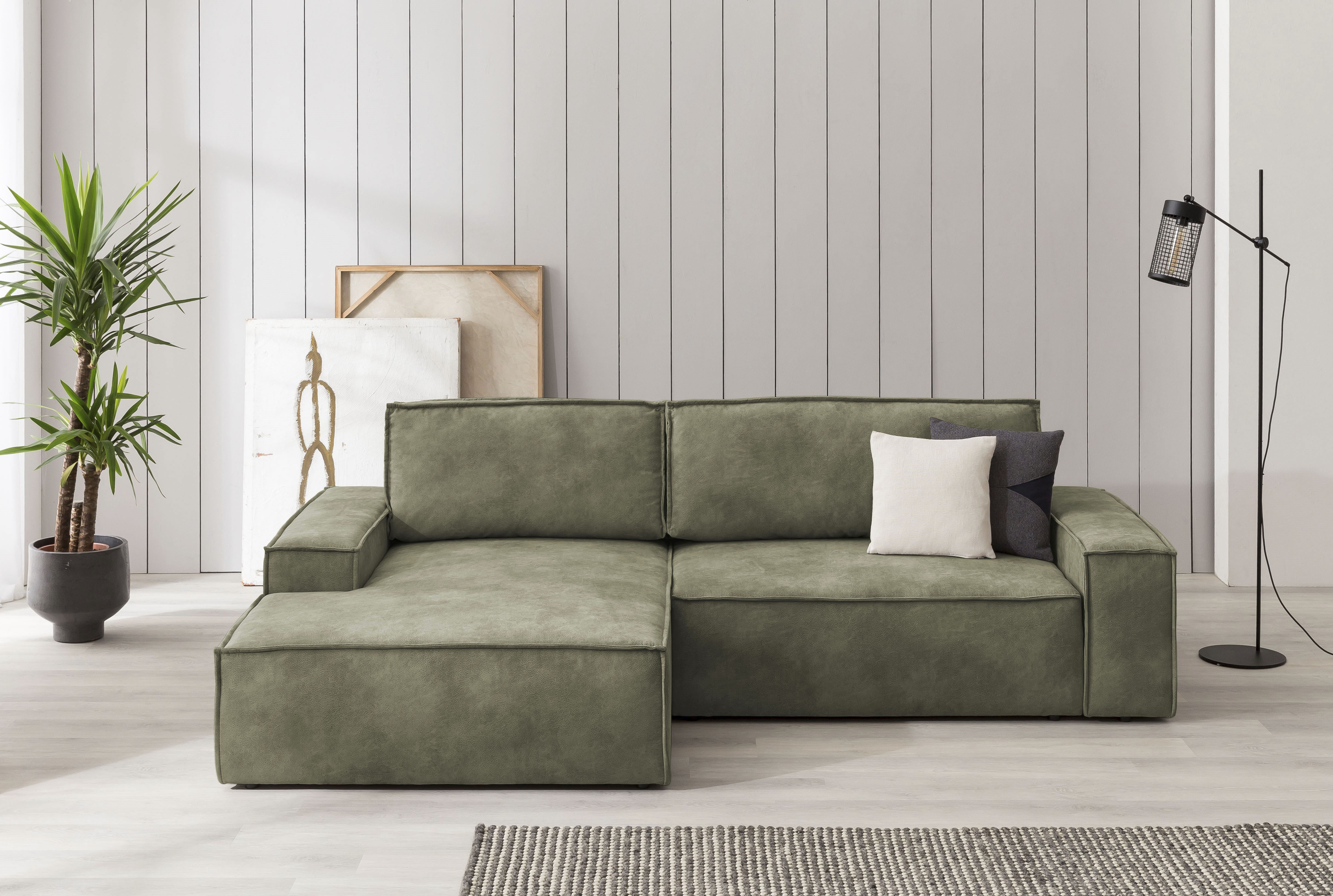 Ecksofa »SHERWOOD«, mit Bett-Funktion (Liegefläche 210x136 cm), mit 2 losen Rückenkissen