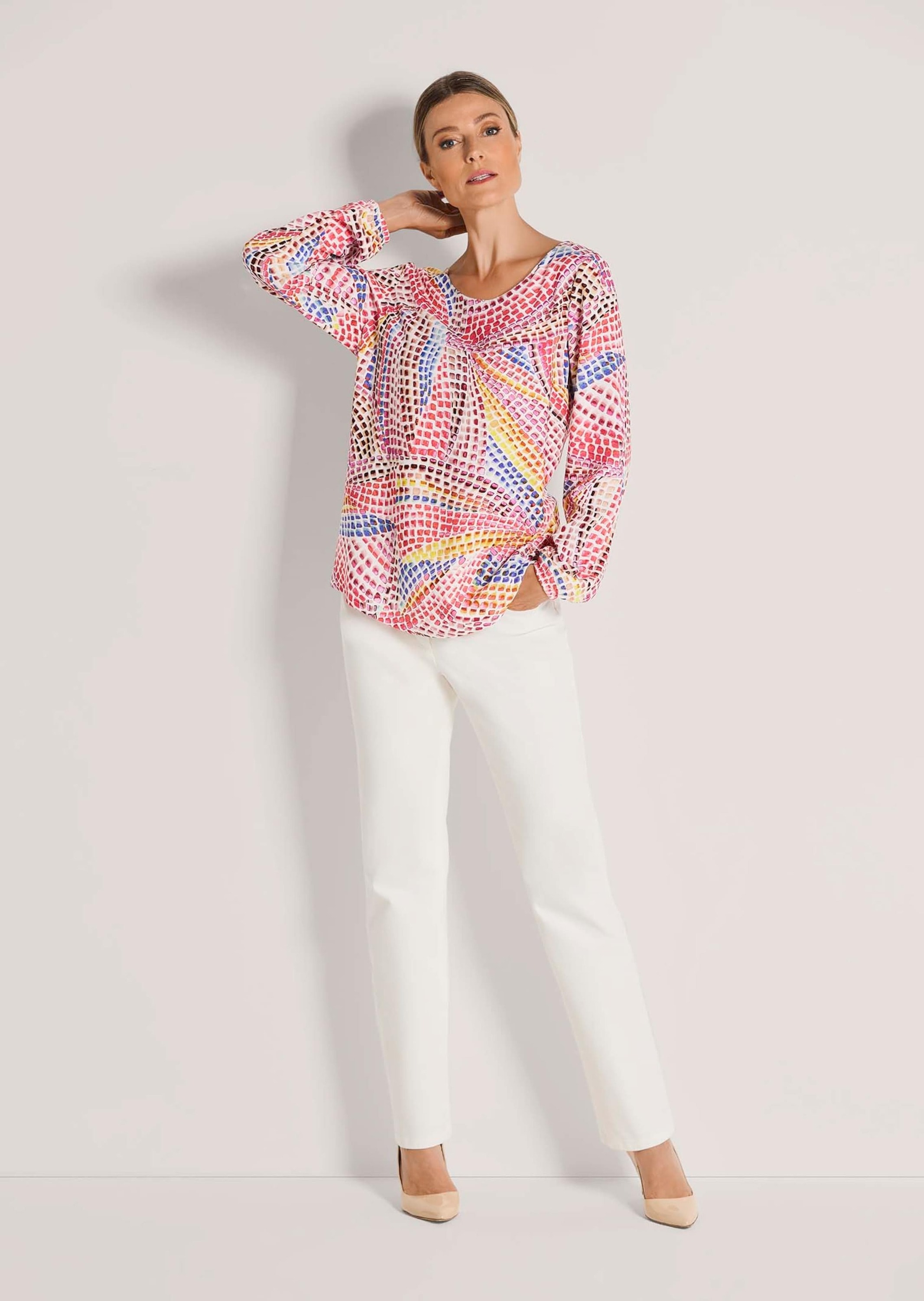 MADELEINE Langarmbluse »Bluse Multicolor-Bluse mit Punkten, Langarm«