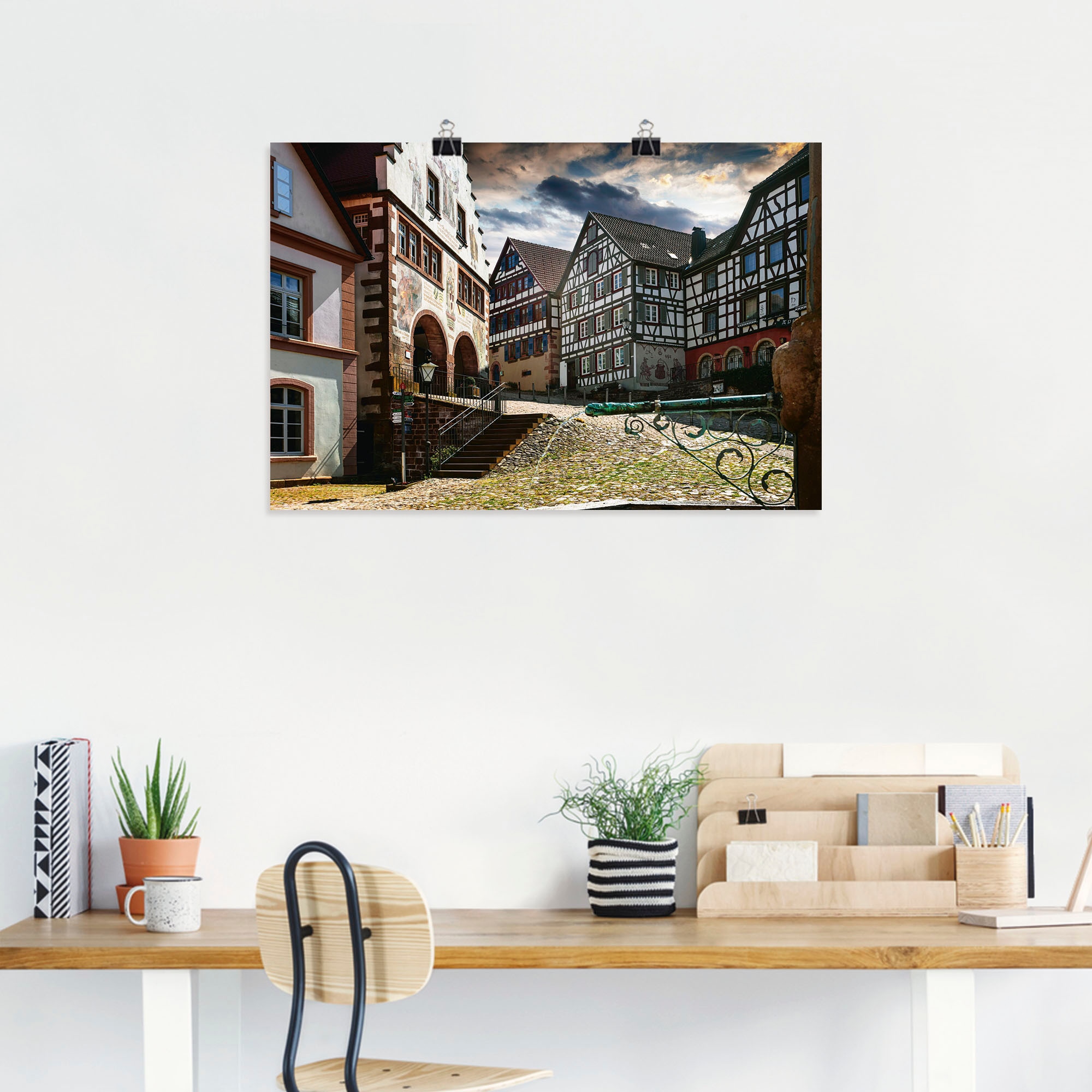 Artland Poster »alter Marktplatz Schiltach Schwarzwald«, Gebäude, (1 St.), als Alubild, Leinwandbild, Wandaufkleber oder Poster in versch. Größen