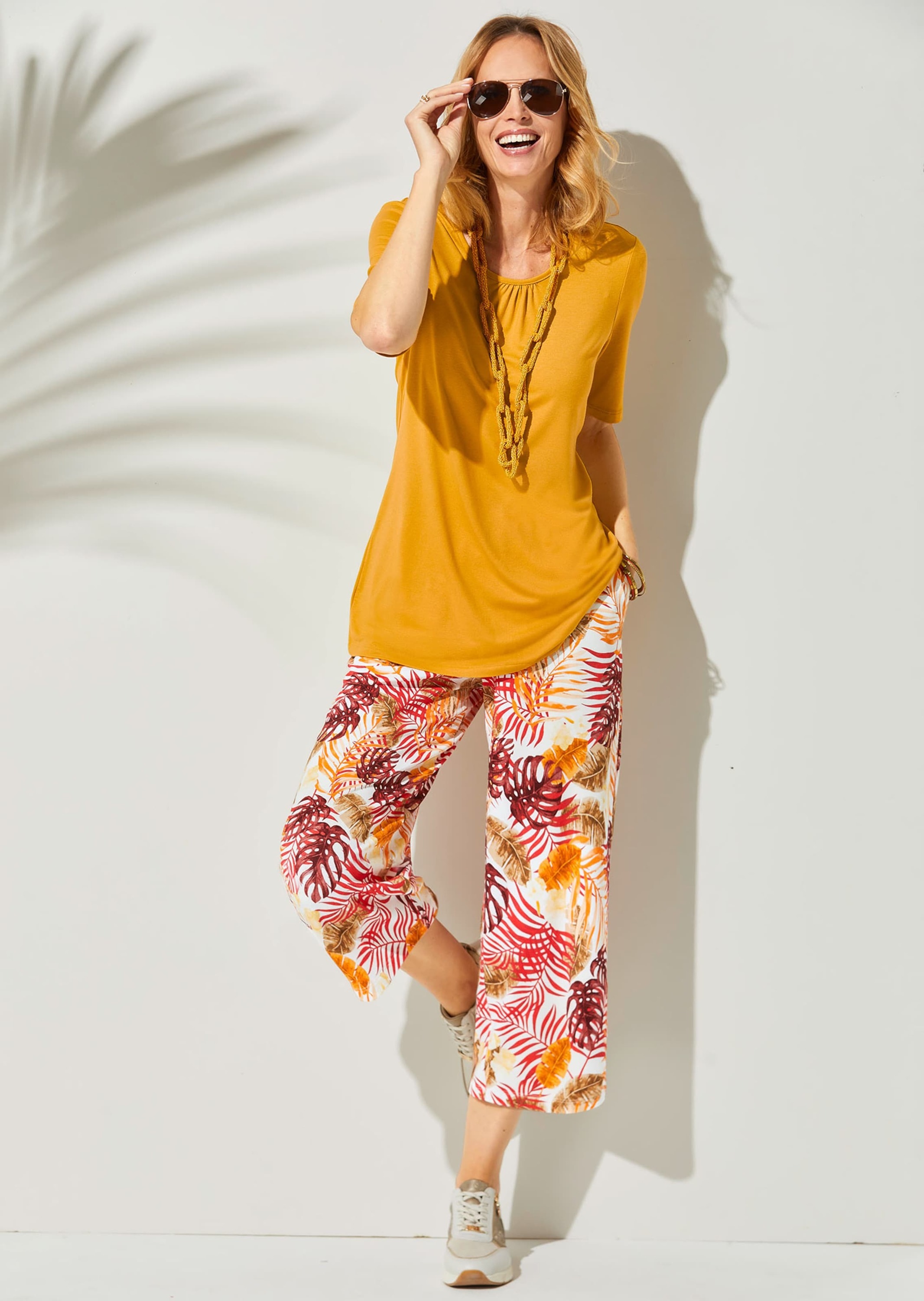 GOLDNER 2-in-1-Hose »Kurzgröße Attraktive Druckhose Louisa mit weichem Fall«