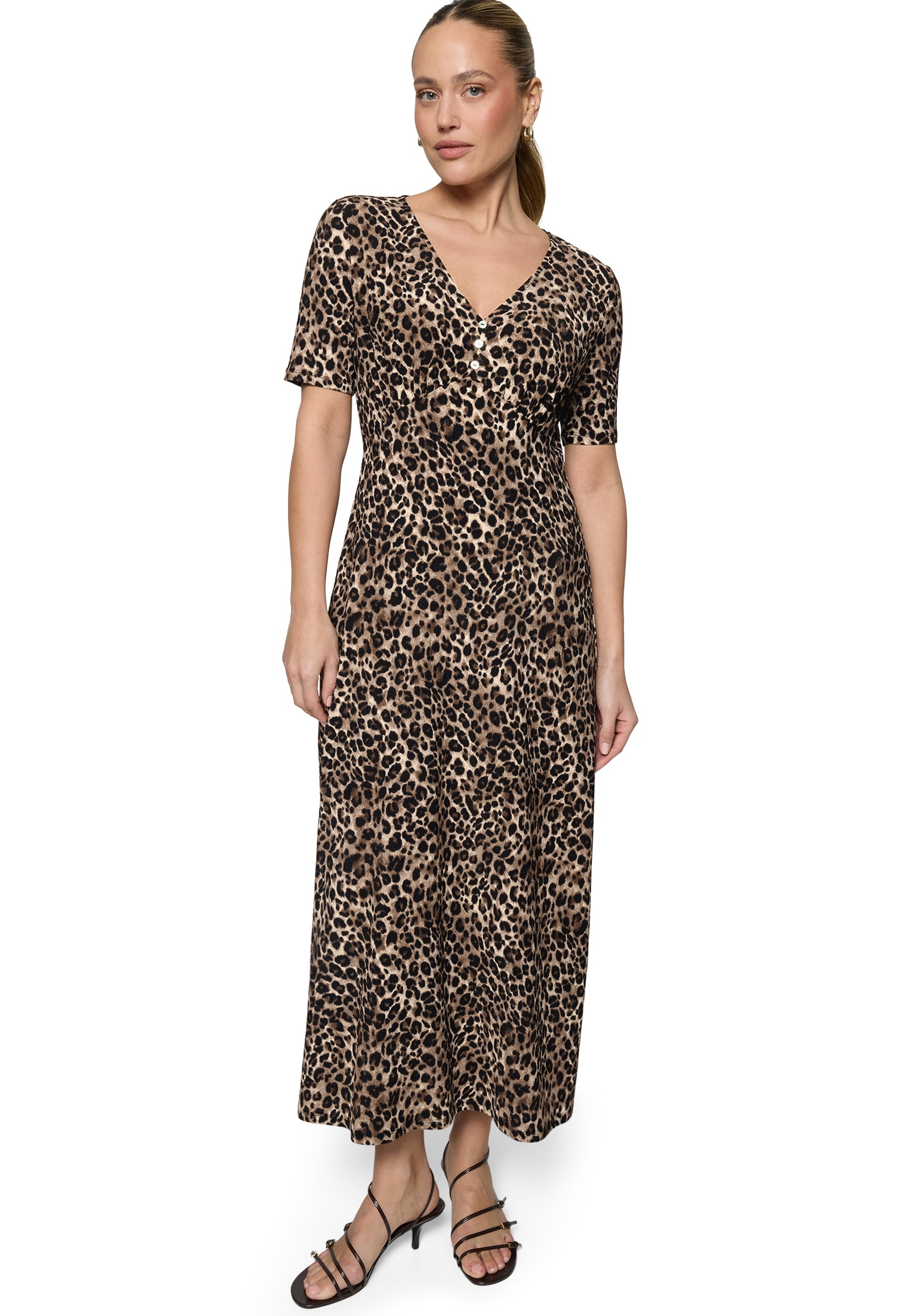 Zero Maxikleid »Maxikleid kurzarm mit Leoprint«