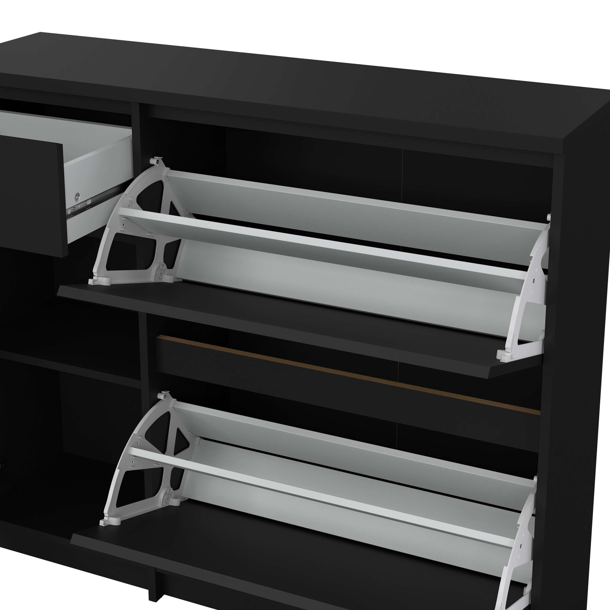 INOSIGN Schuhschrank »Naia Schuhaufbewahrung, Schuhkommode, Schuhregal, Modernes Design«, mit 2 Klappen und 1 Tür und 1 Schublade, Praktisch, Breite 109 cm