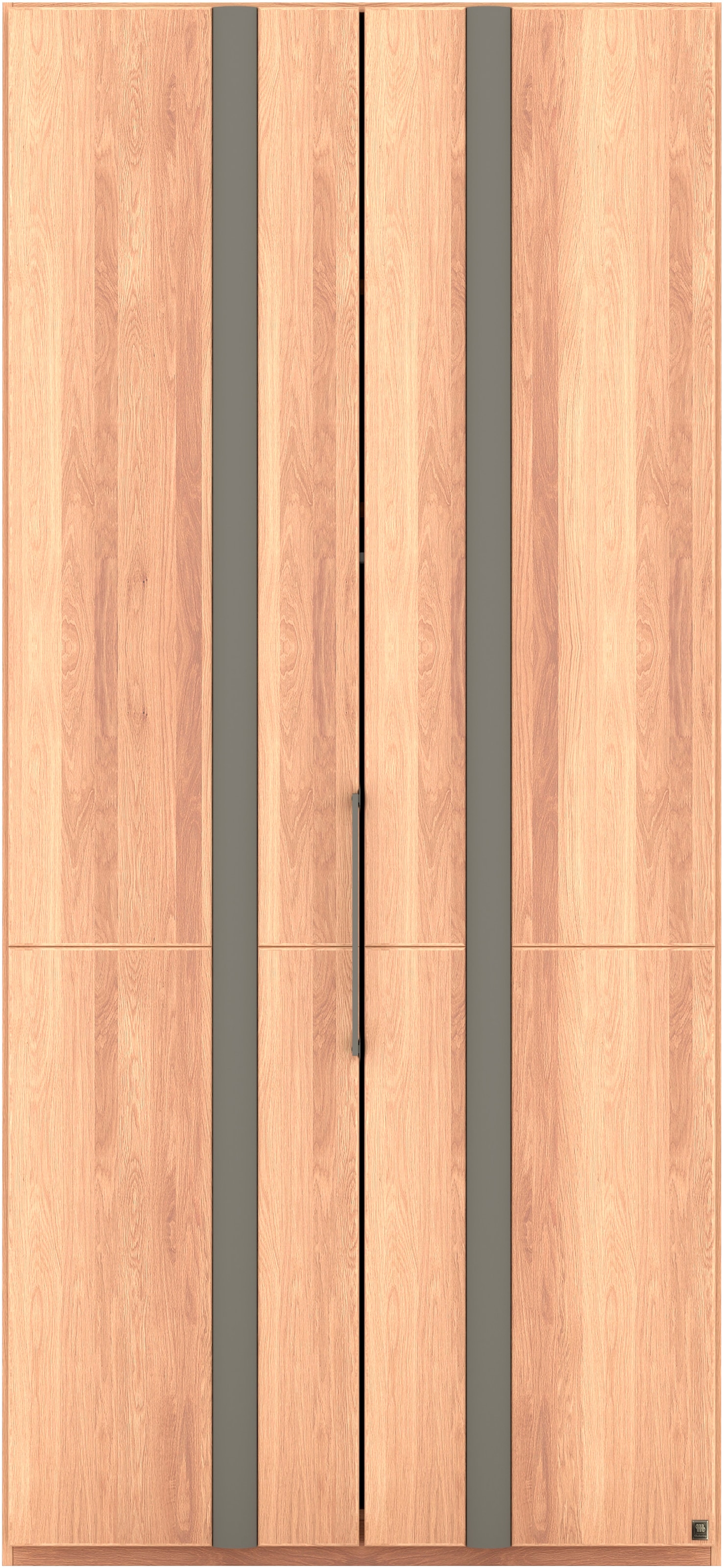 Musterring Drehtürenschrank »Sorrent, Kleiderschrank, teilmassiv Eiche« mit Türdämpfern, in 5 Breiten & 2 Höhen, extra Böden, MADE IN GERMANY,  Türen in Eiche massiv mit Absetzung in Schiefer, verschiedene Maße