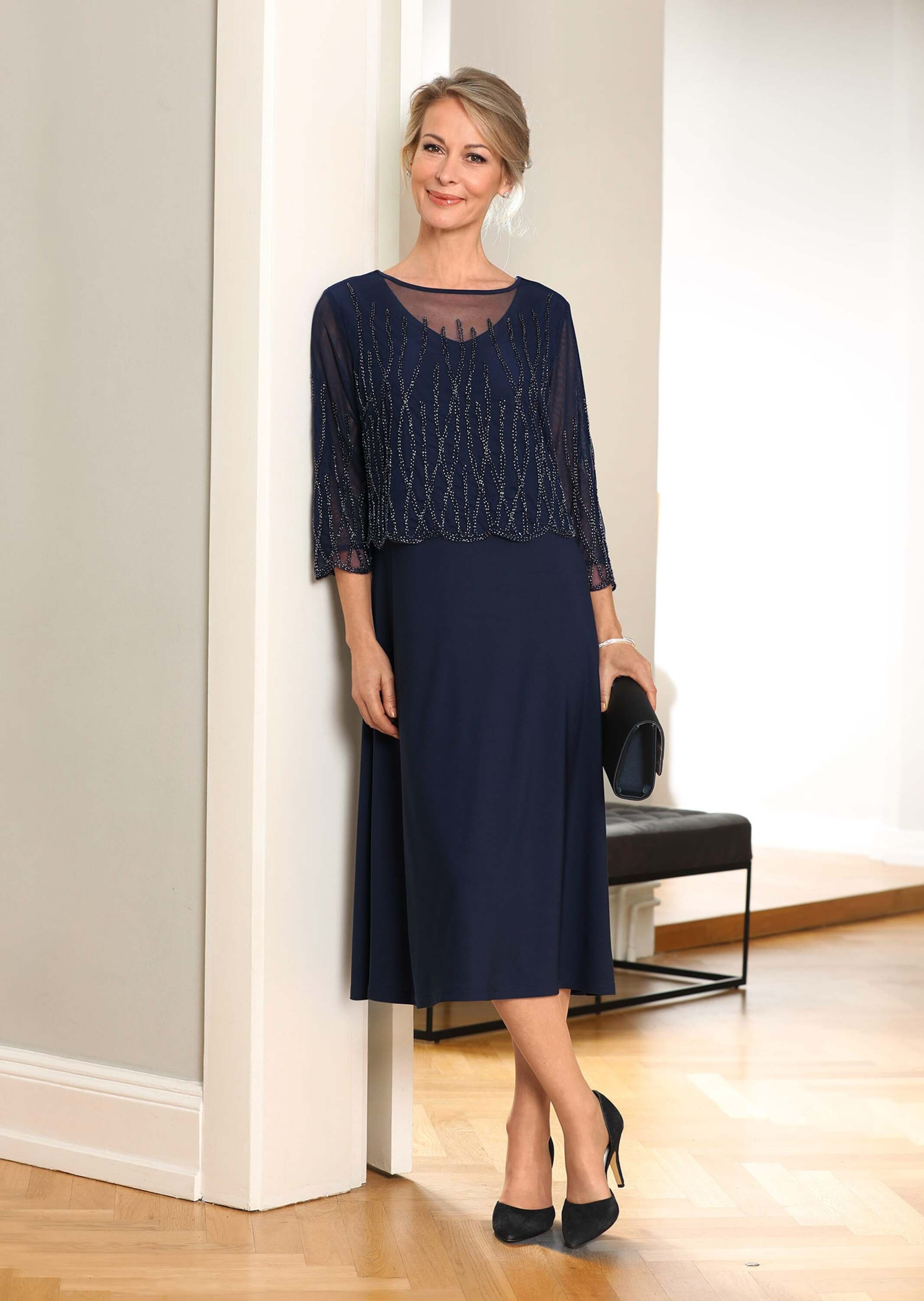 GOLDNER Etuikleid »Kurzgröße Mit Perlen besetztes Kleid«