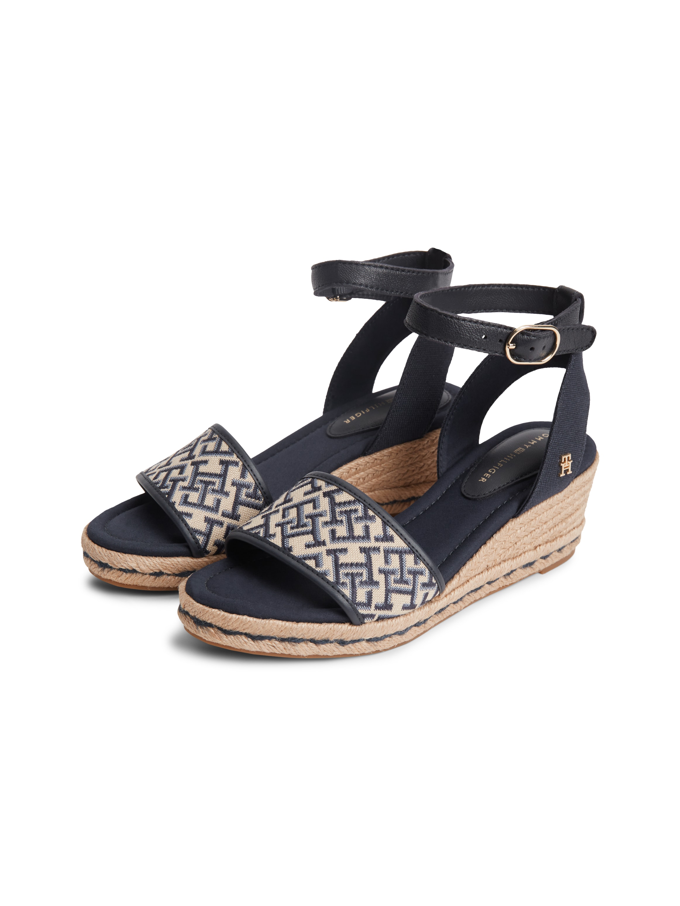 Tommy Hilfiger Keilsandalette »TH MID ESPAD WEDGE JACQUARD«  Sommerschuh, Riemchensandale mit kontrastreicher TH-Stickerei