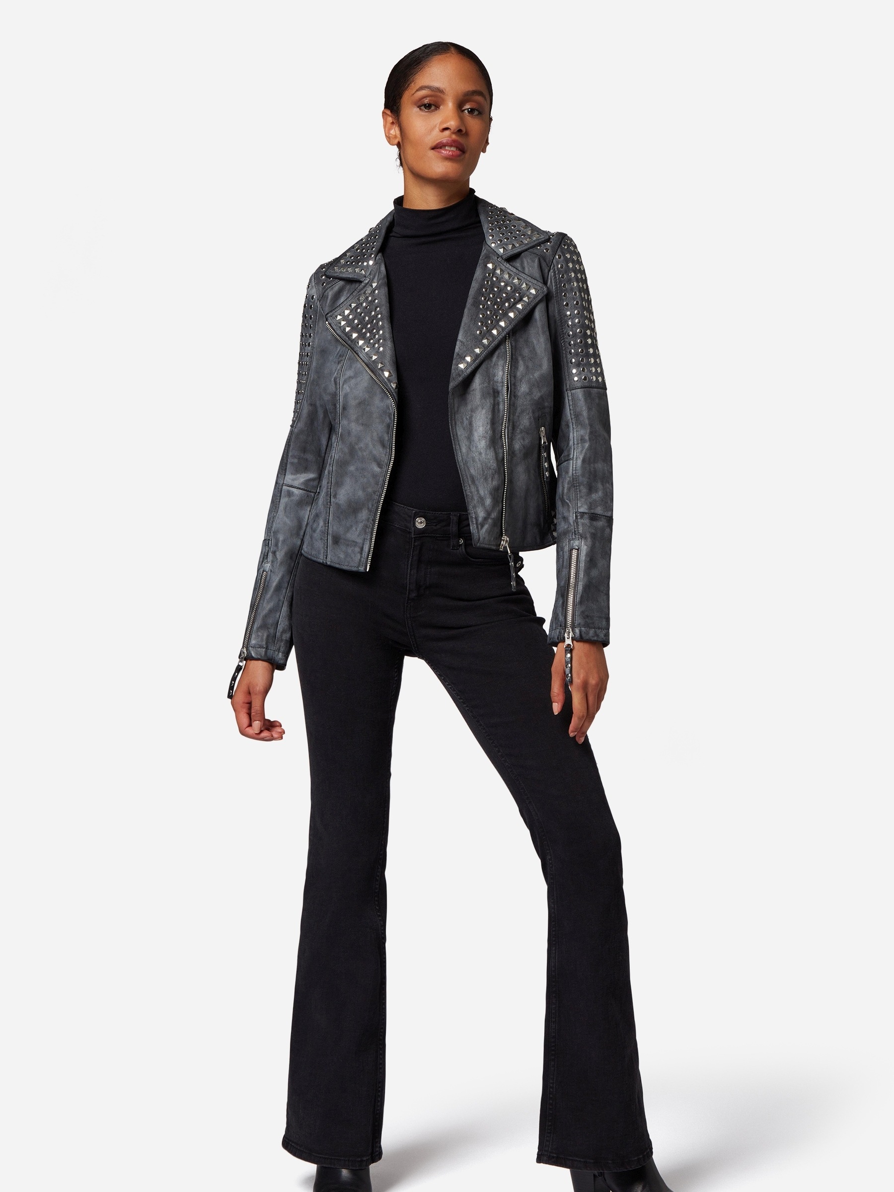RICANO Bikerjacke »Lederjacke studd« ohne Kapuze Handgefertigt aus echtem Leder