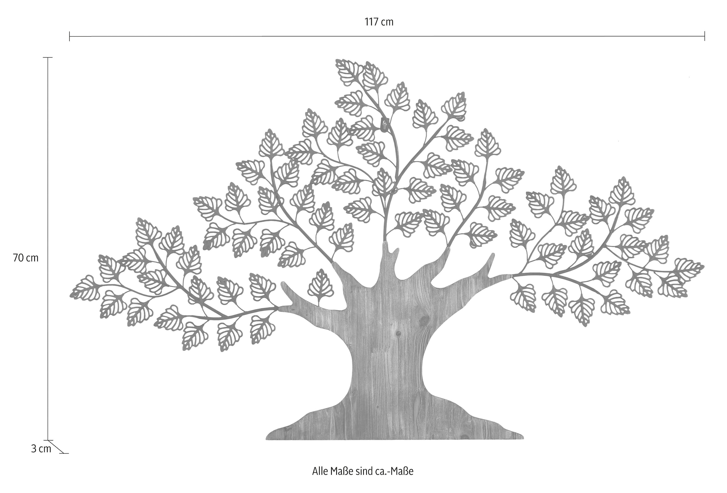 HOFMANN LIVING AND MORE Wanddekoobjekt »Baum«, Materialmix aus Metall und Holz