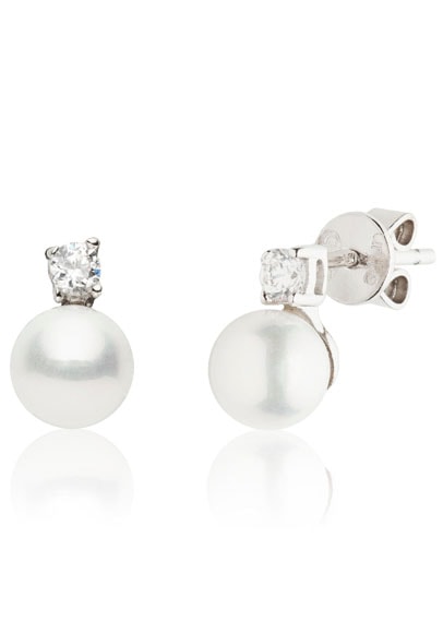 Paar Ohrstecker »CLASSY PEARLS, UK.BR.1204.0013«, mit Zirkonia (synth.) - mit Perle...