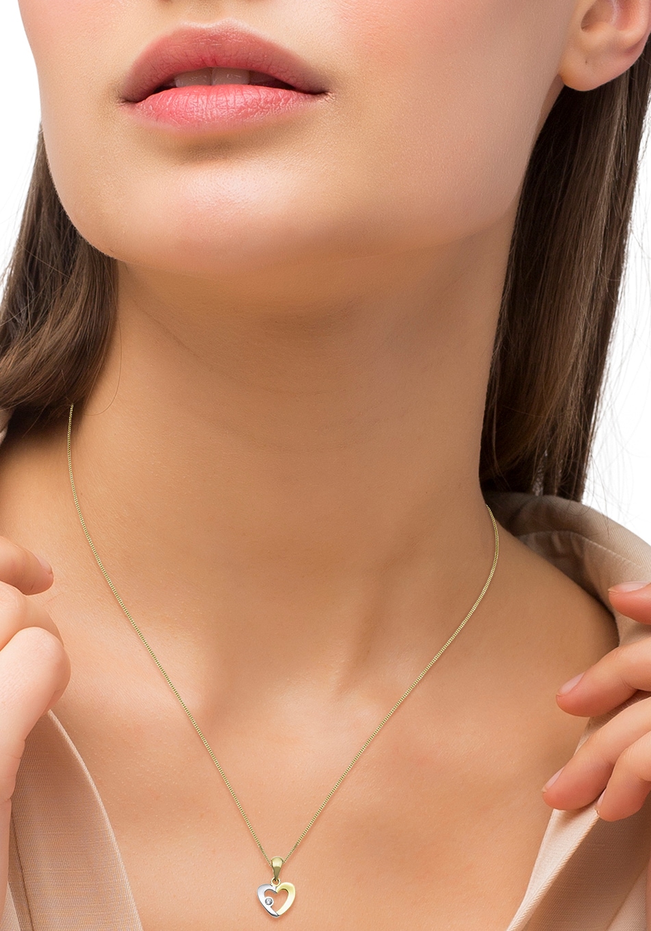 Amor Kette mit Anhänger »Herz, 2014327«, mit Zirkonia (synth.)