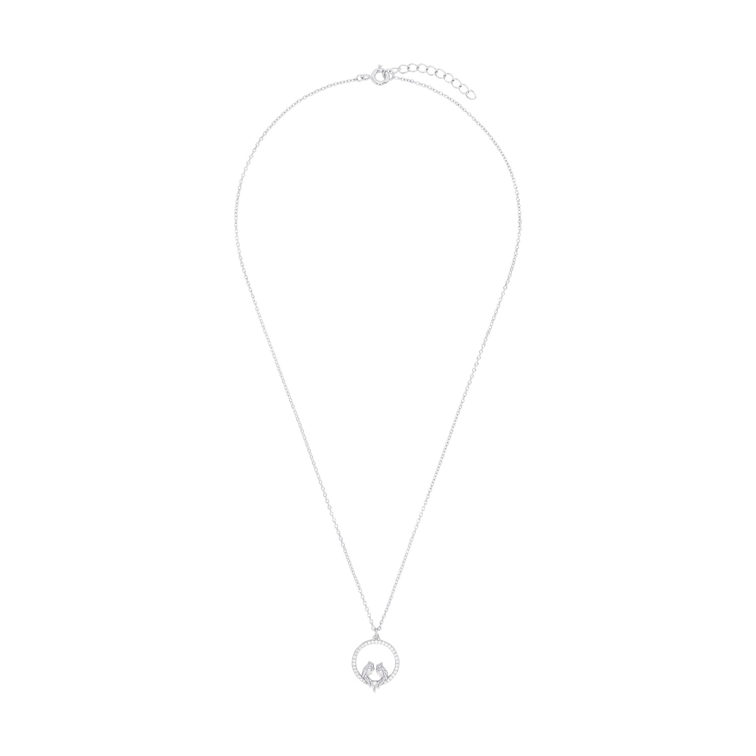 Amor Kette mit Anhänger »Kreis mit niedlichem Vogel-Design« mit Zirkonia (synth.)