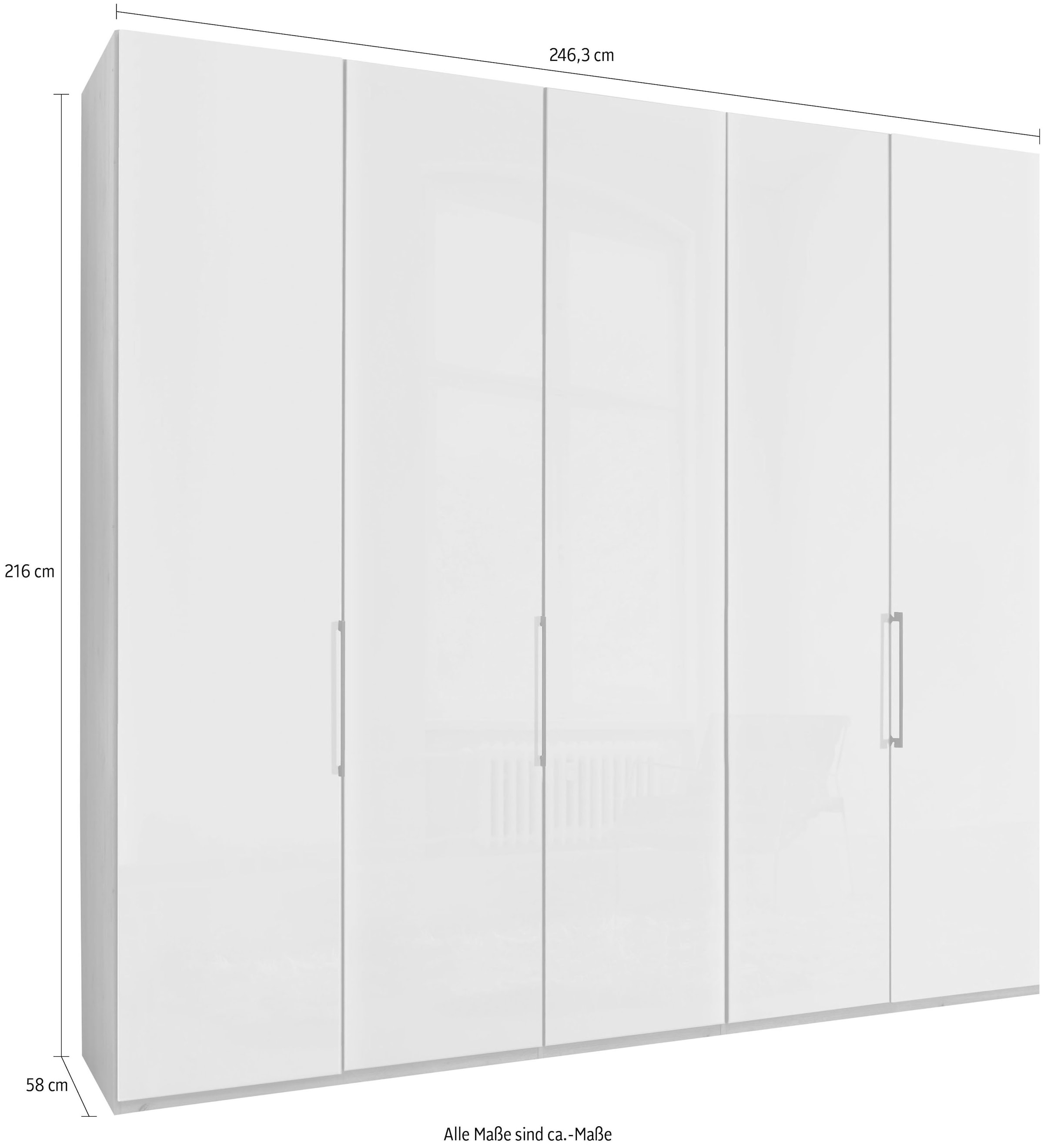WIEMANN Drehtürenschrank »Monaco, Kleiderschrank, Schrank, Wäscheschrank, mit edler Glasfront« 2 Breiten, 2 Höhen 216/236 cm auswählbar, MADE IN GERMANY,  hochwertigen Beschläge inkl. Türdämpfung, variable Inneneinteilung