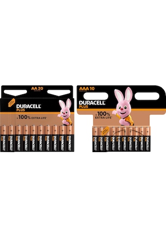 Duracell Batterie »30 Stck. Batterien, Alkaline, Mignon, Plus, Extra Life«, LR06,... kaufen