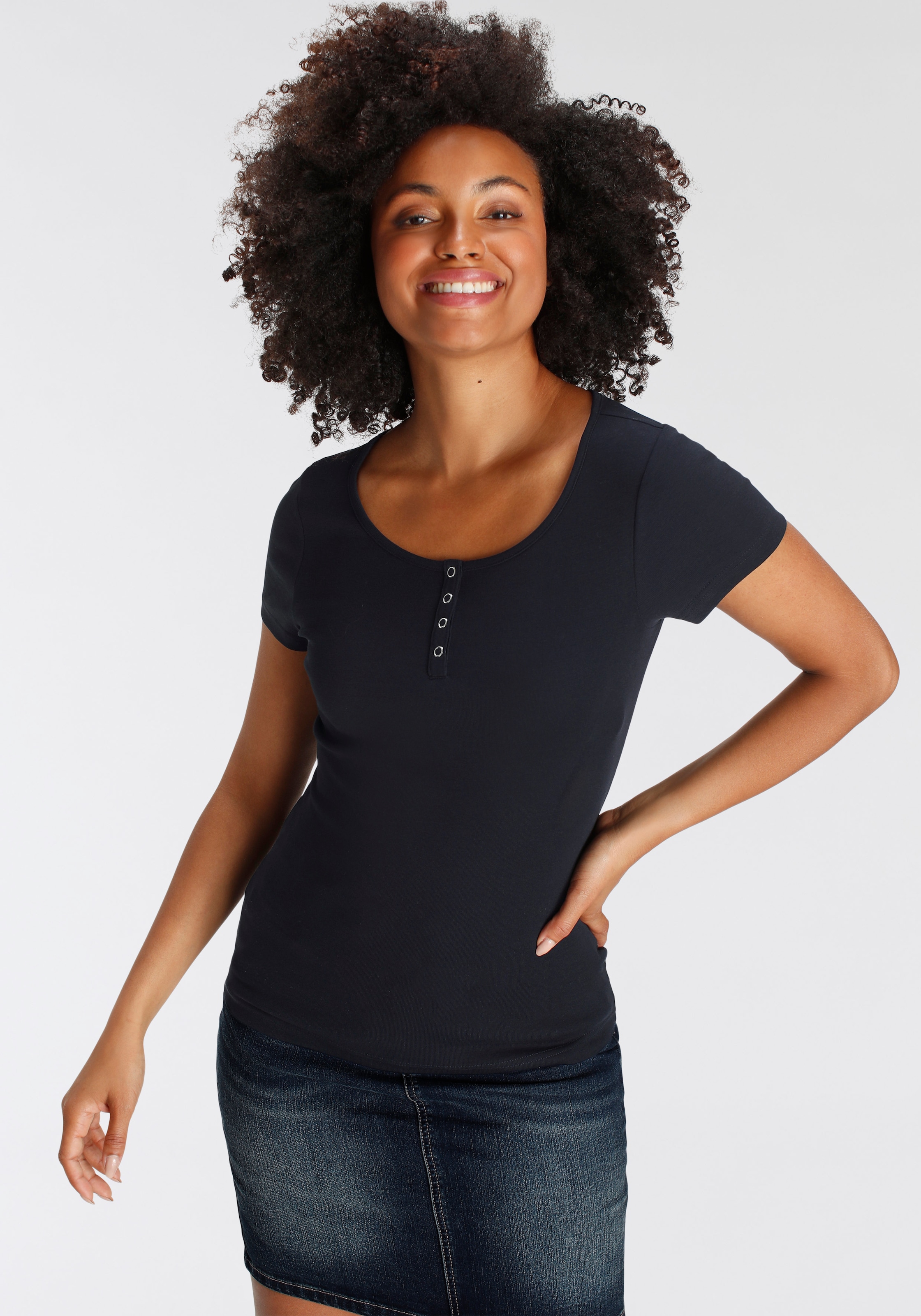 H.I.S T-Shirt, (Set, 2 tlg.), Kurzarm, unifarben, aus Baumwolle, im Set erhältlich