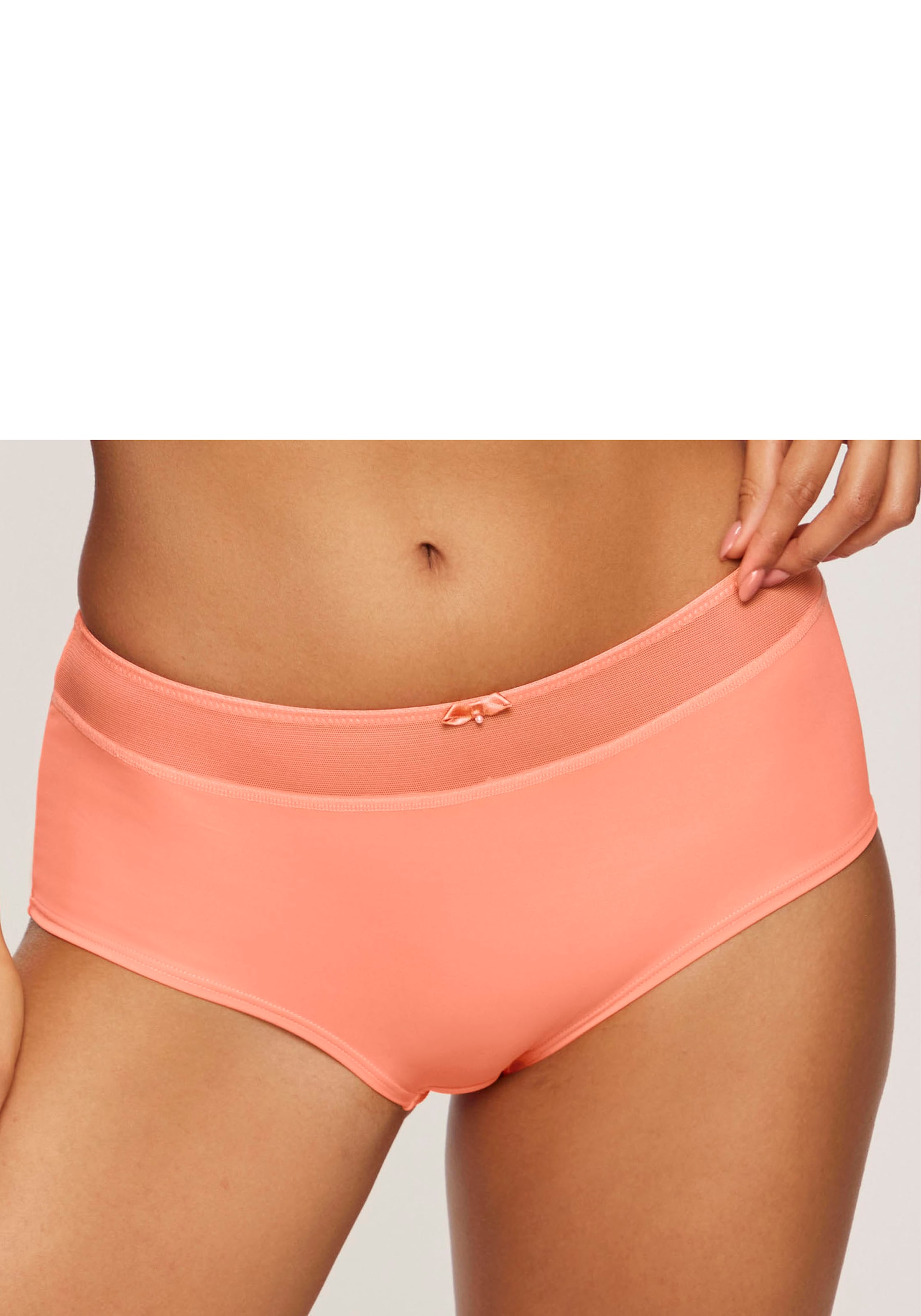 Nuance Panty mit transparentem Bund und Zierschleife in orange, Größe 32/34