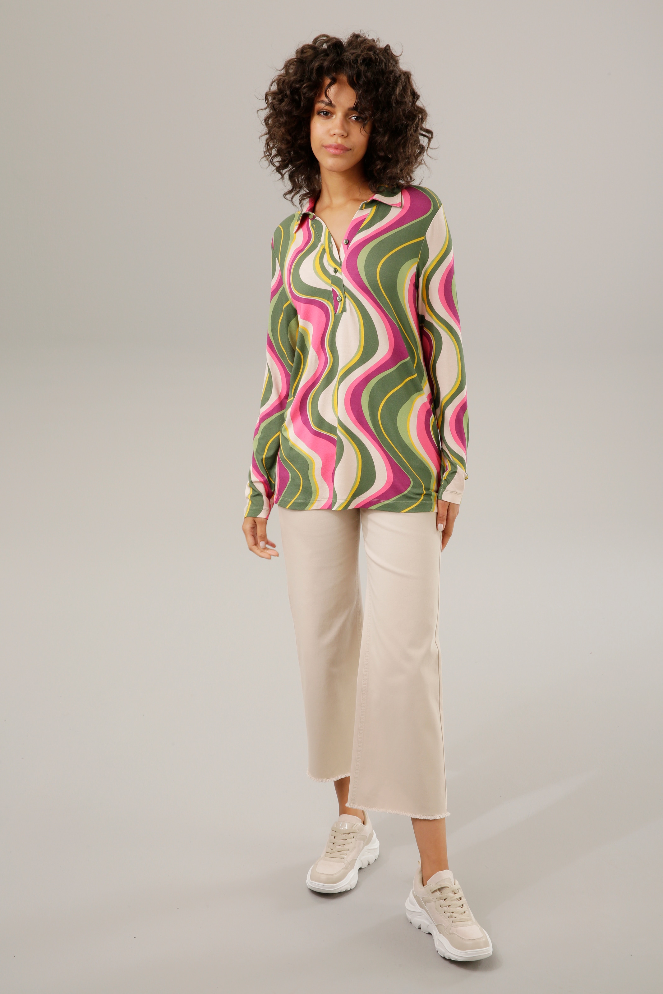 Aniston CASUAL Shirtbluse, farbenfrohes Wellenmuster - jedes Teil ein Unikat  online bei OTTO