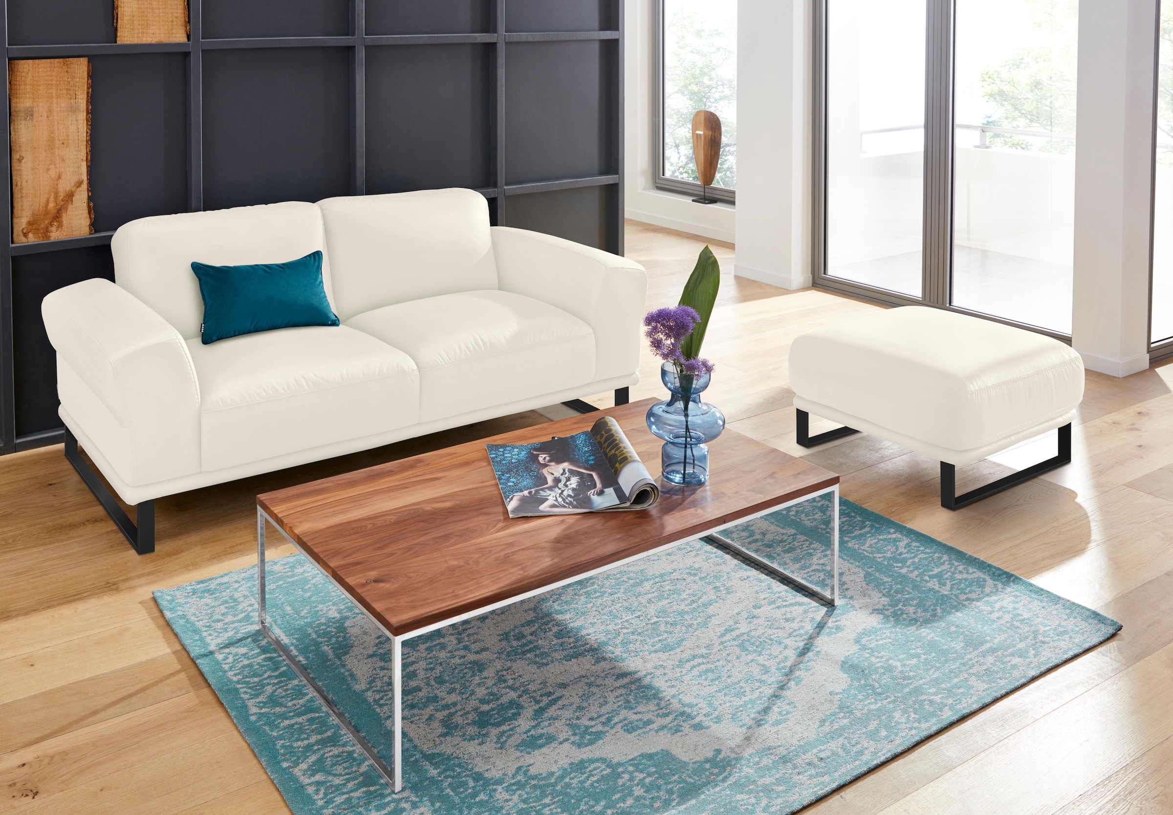 W.SCHILLIG Hocker »montanaa« mit Metallkufen in Schwarz pulverbeschichtet, Breite 71 cm