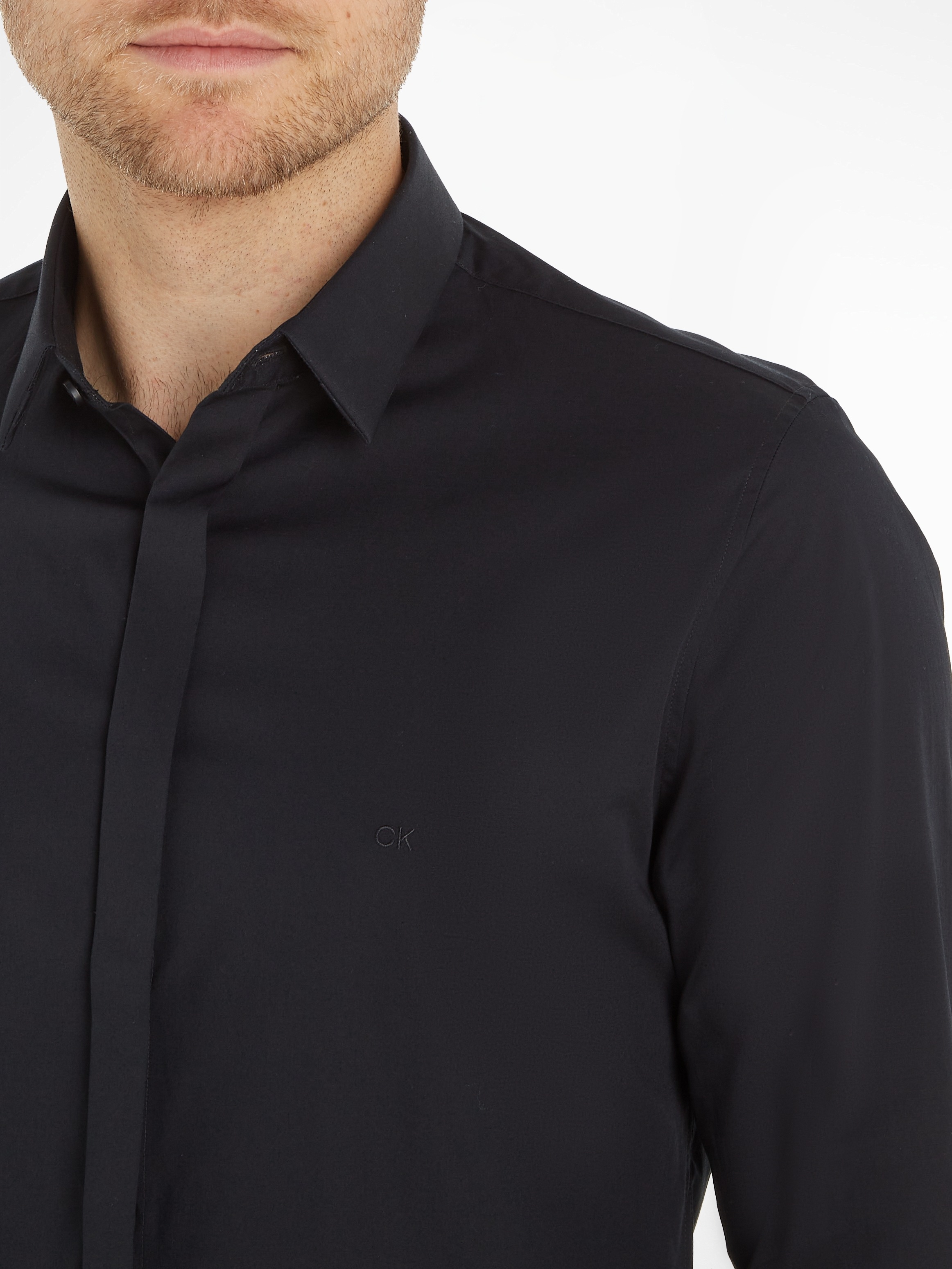Calvin Klein Langarmhemd »POPLIN HP EXTRA SLIM SHIRT«, mit Logostickerei