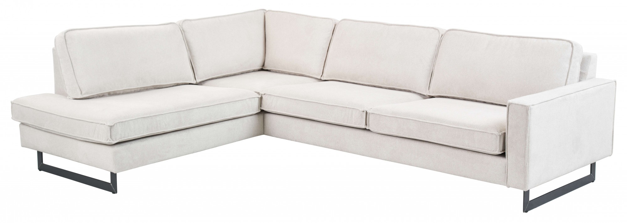 Places of Style Ecksofa »Pinto, 290 cm, Cord, Chenille, Lederoptik, Ottomane links / rechts«, mit Keder, schwarze Metallfüße, Wellenunterfederung