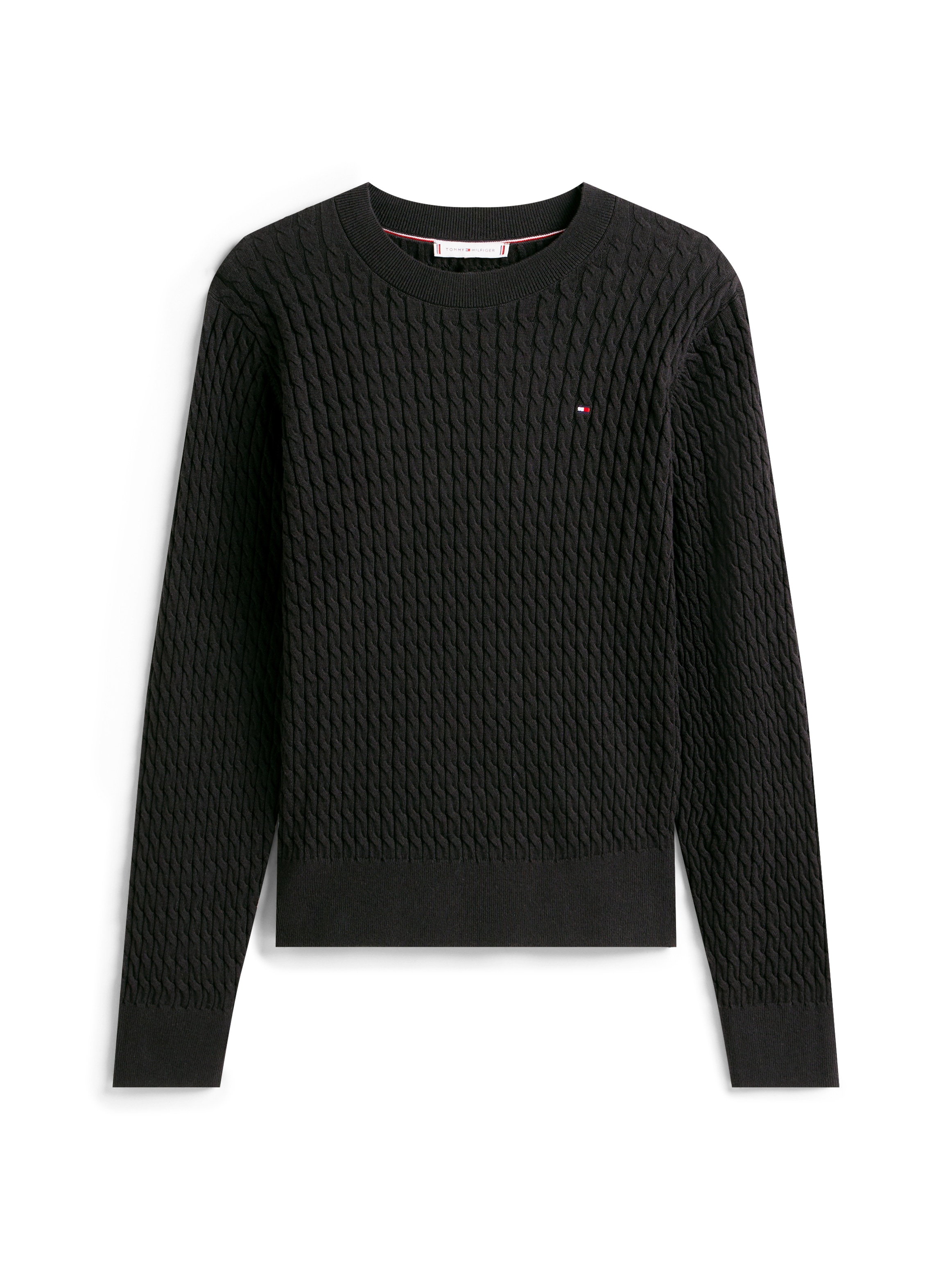 Tommy Hilfiger Rundhalspullover »CO CABLE C-NK LS SWEATER«, mit Zopfmuster