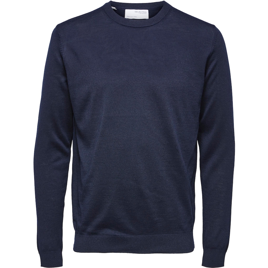 SELECTED HOMME Rundhalspullover »OWN MERINO COOLMAX KNIT«