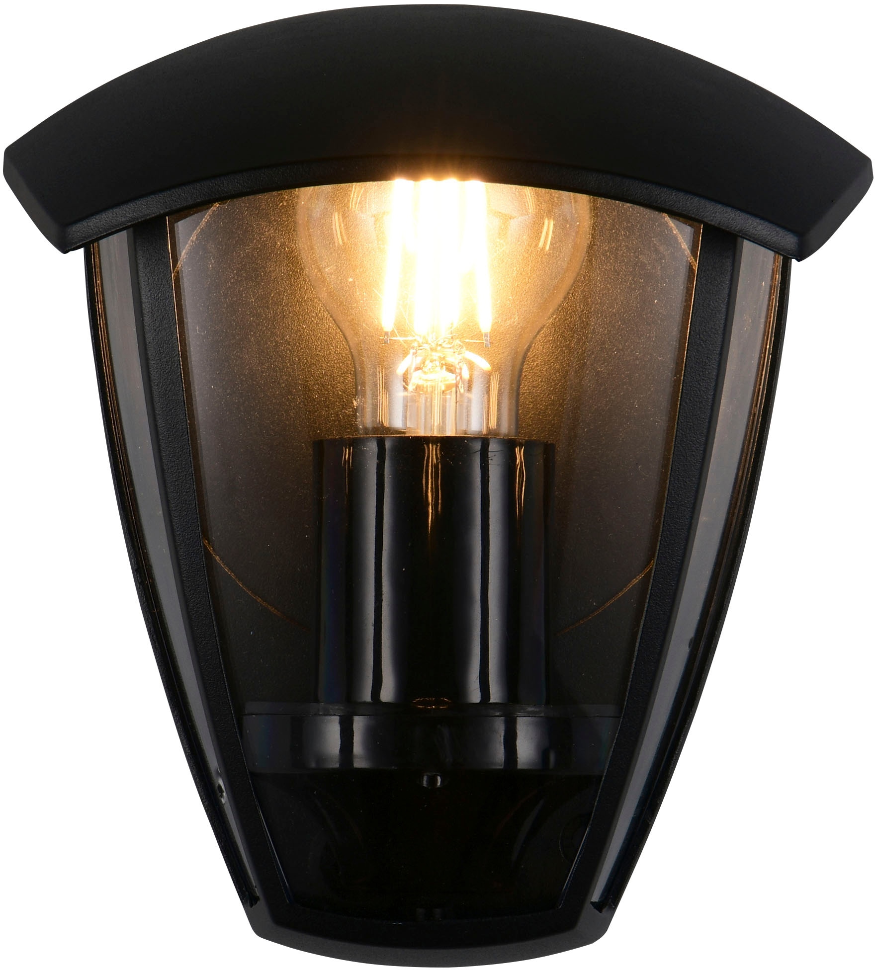 TRIO Leuchten Außen-Wandleuchte »VENTA, Outdoor Hauswand Fassadenbeleuchtung, exkl 1x E27 max 10W, IP44« E27 1 Stk. warmweiß - kaltweiß Wandlampe Garten Terrasse, Aluminium mit Kunststoff Schirm transparent