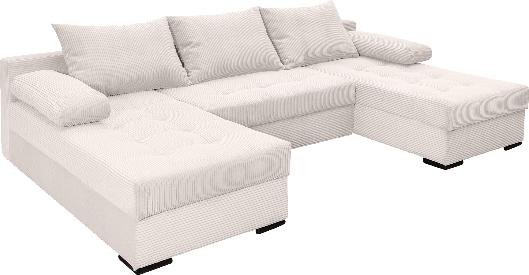 COLLECTION AB Wohnlandschaft »Josy, U-Form, Schlafsofa mit Bettkasten«, (Cord-/Mix), flexible Recamiere, Breite: 269cm, inklusive Rückenkissen, Cord