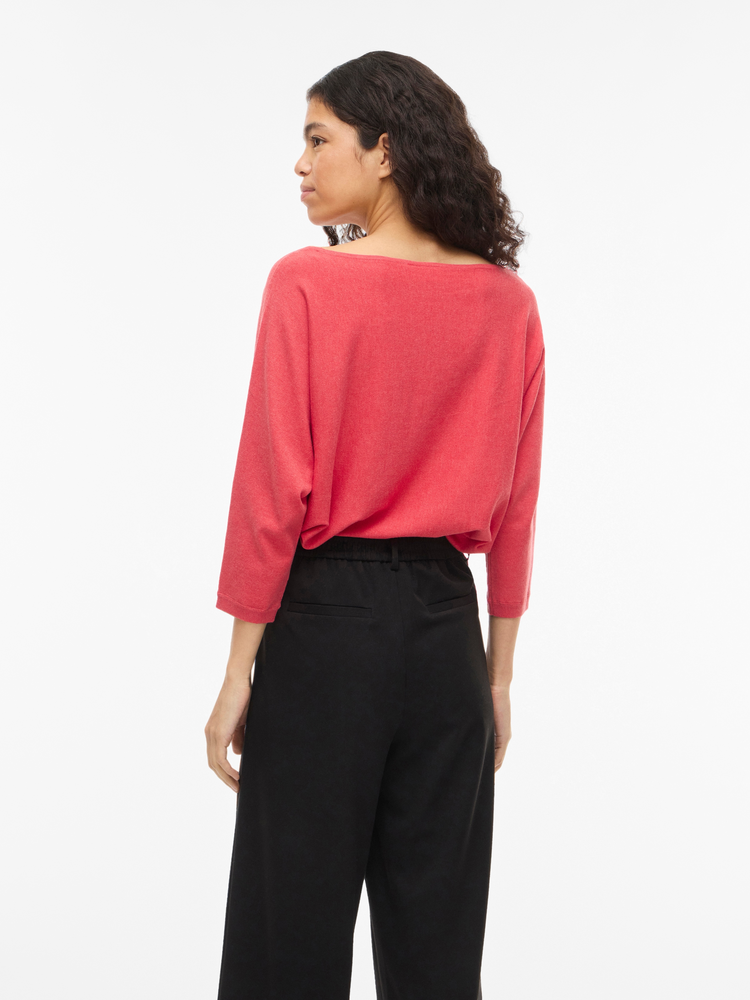 Vila 3/4 Arm-Pullover »VIMALU BOATNECK 3/4 SLEEVE KNIT TOP-NOOS« Materialmix, loose fit
