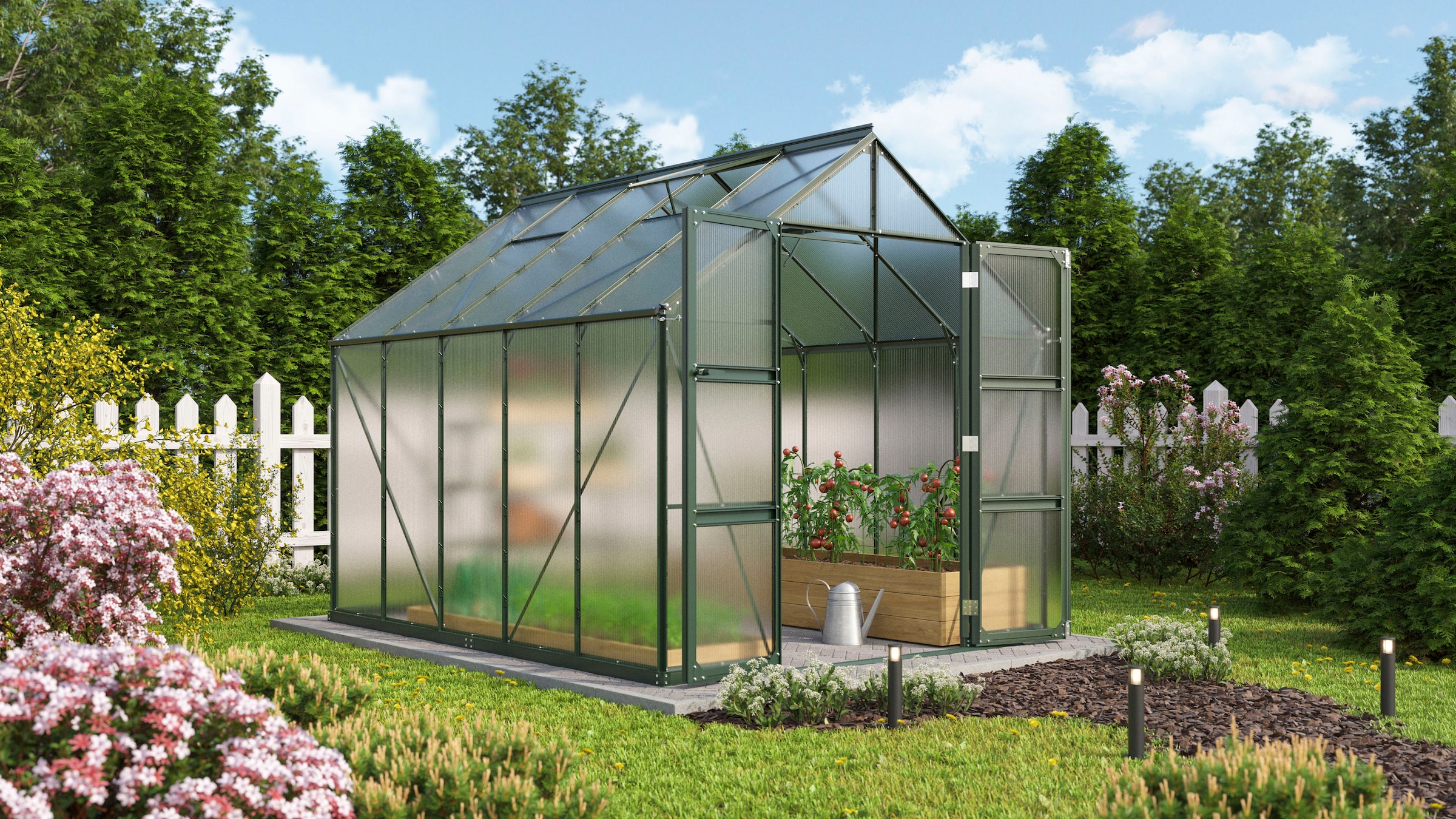 Vitavia Gewächshaus »Domus 8300« mit Doppelschwingtüren und bodentiefer Türschwelle, 4 mm Hohlkammer