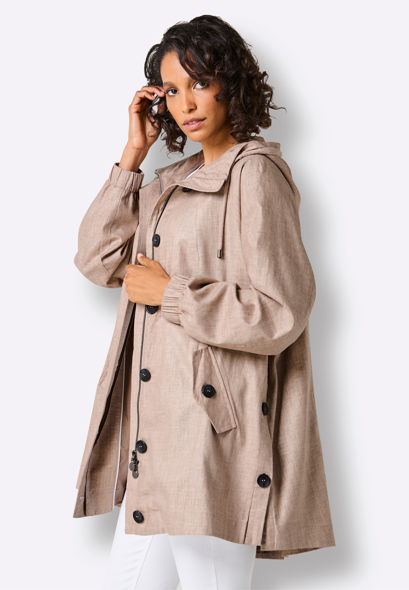 creation L Langjacke »Leinen-Viskose-Parka Parka mit 30% Leinen« mit Kapuze