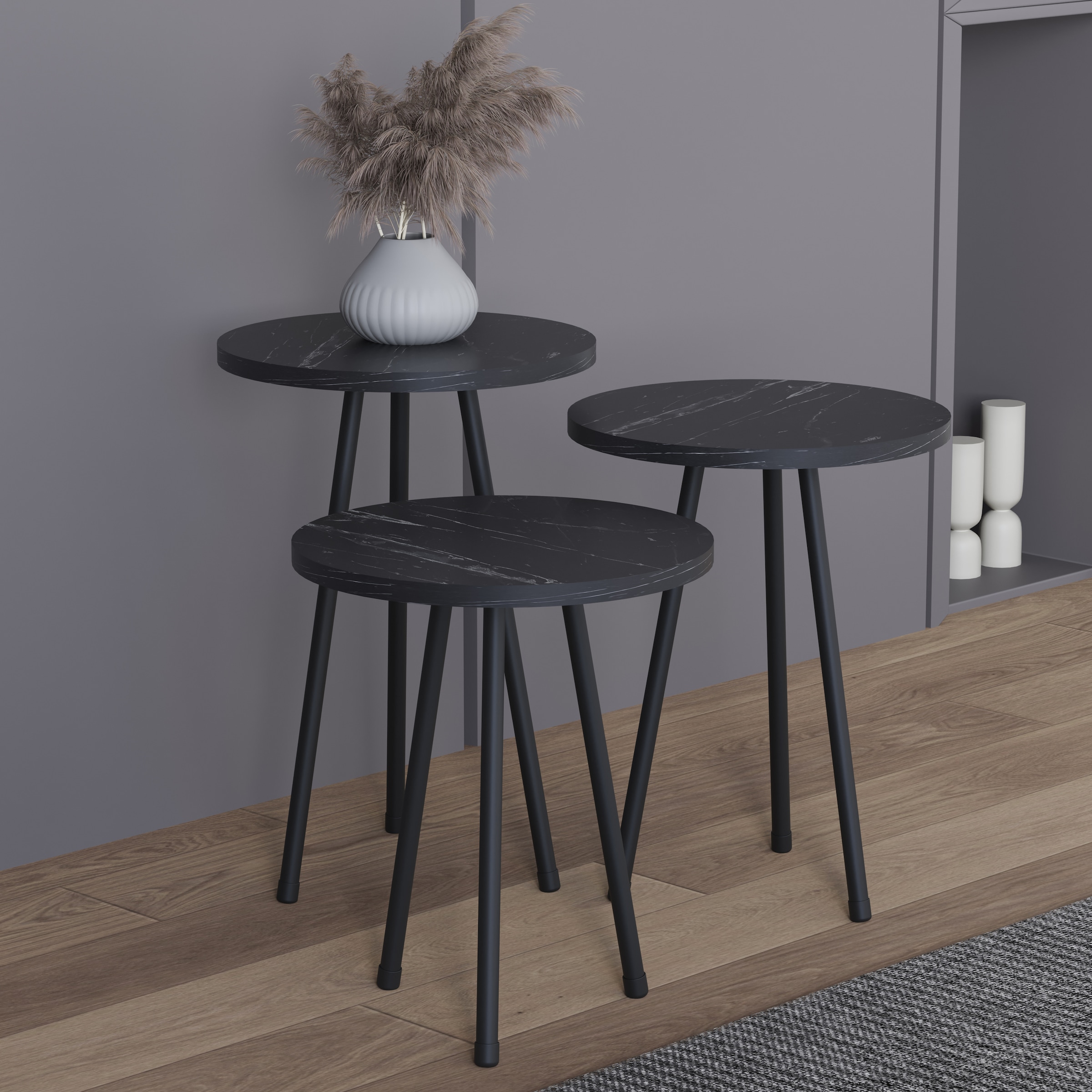 VCM Beistelltisch »3 tlg. Holz Beistelltisch Couchtisch Mamor Mirola«