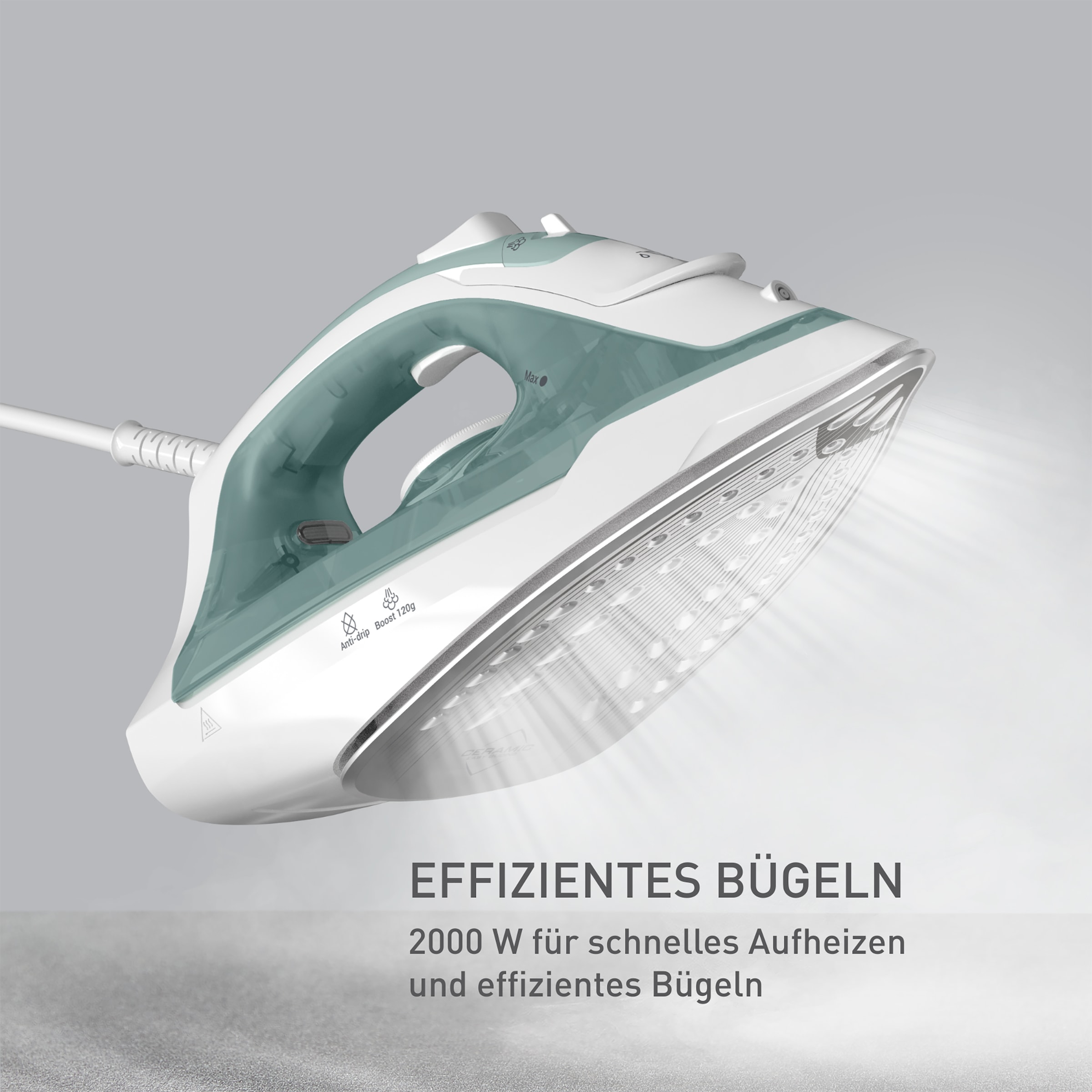 Tefal Dampfbügeleisen »FV2C42 Virtuo 30«, 2000 W, 27 g/Min. Dampfabgabe, 120 g/Min. Dampfstoß, Vertikaldampf