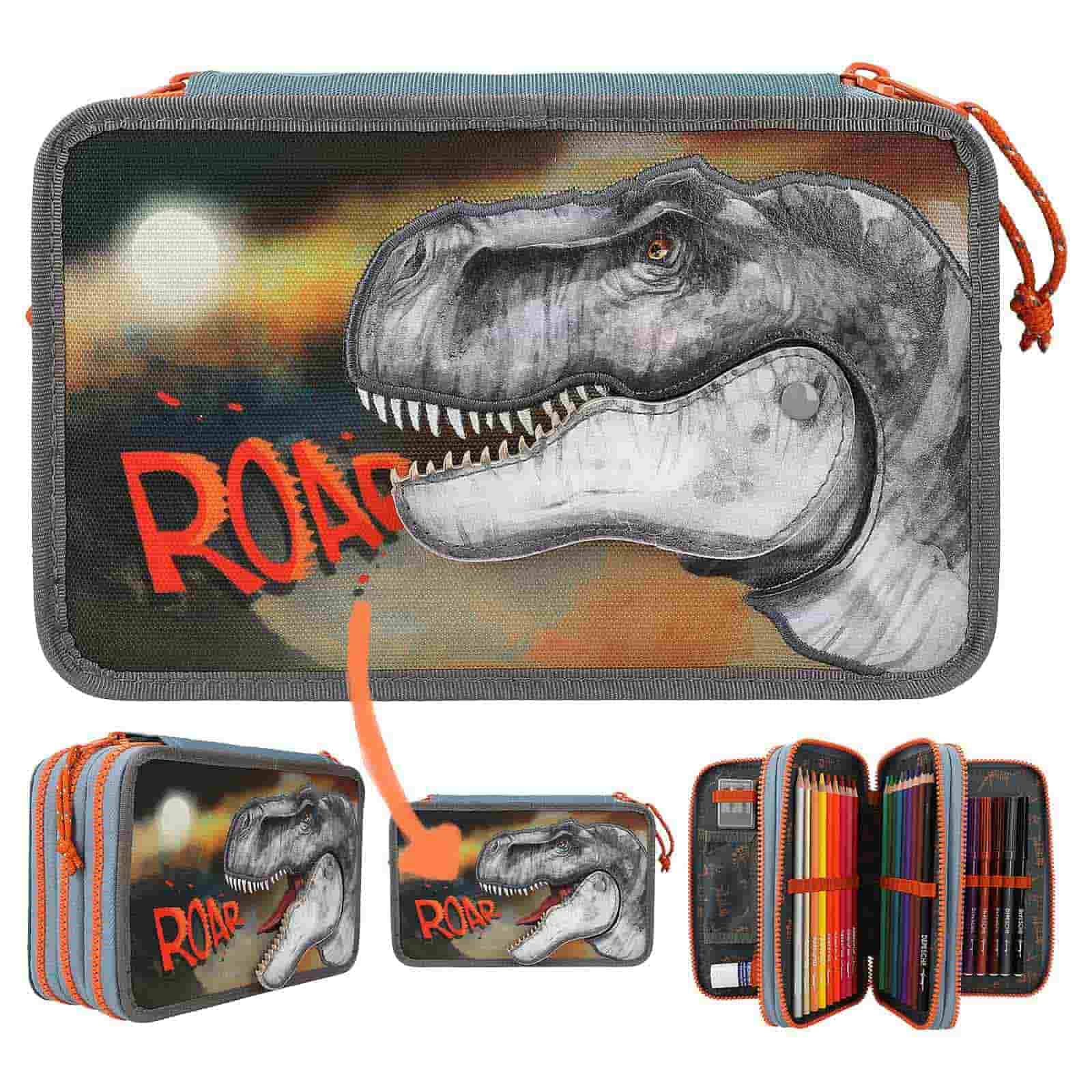 Depesche Buntstift »3-Fach Federtasche Roar Dino World 20 x 13 cm bunt«