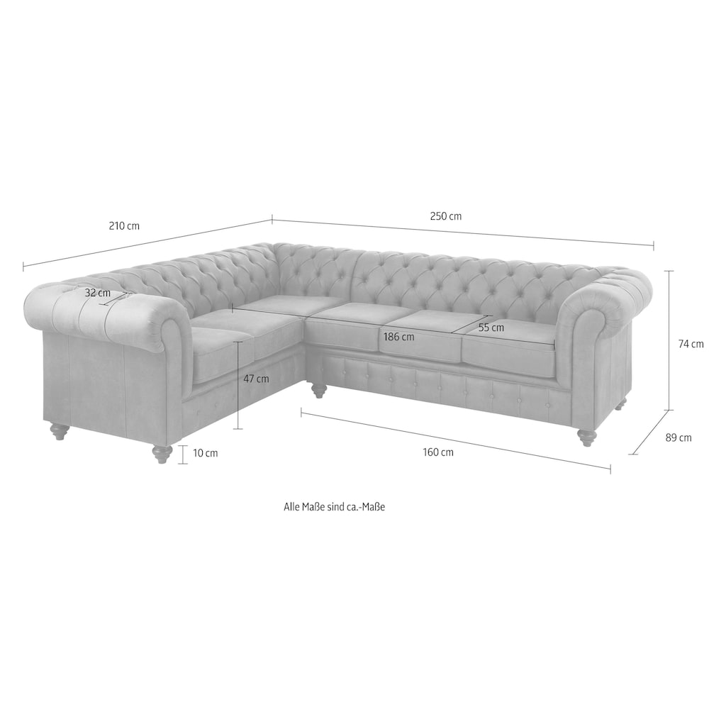 Home affaire Chesterfield-Sofa »Chesterfield Ecksofa, auch in Leder L-Form«