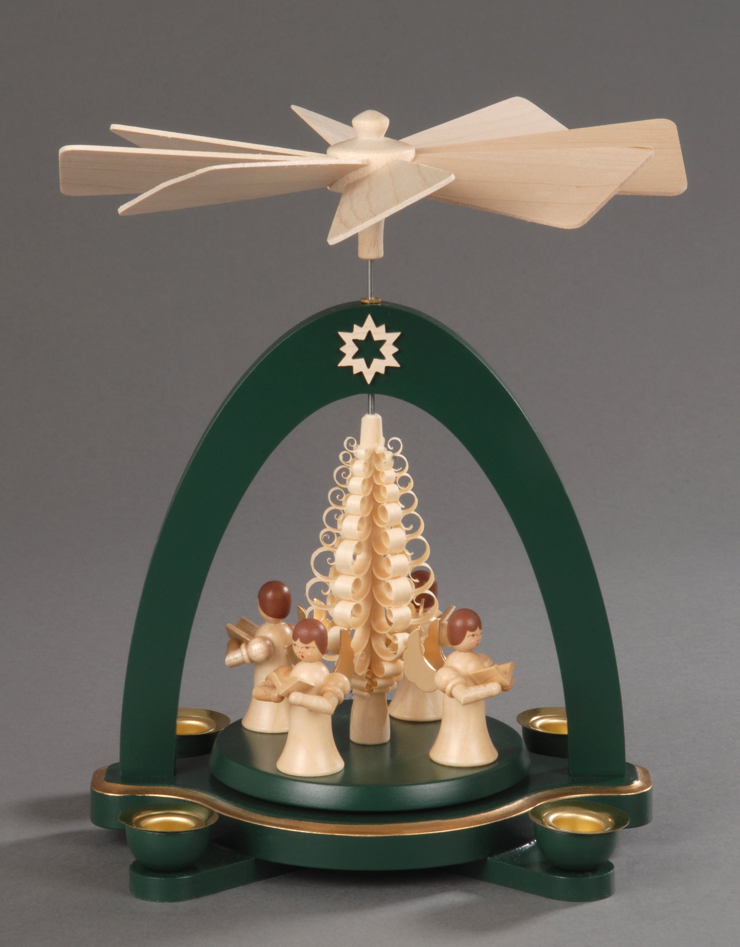 Albin Preissler Weihnachtspyramide »4 stehende Engel mit Spanbaum,  Weihnachtsdeko«, (1 St.), Handwerkskunst aus dem Erzgebirge bei OTTO