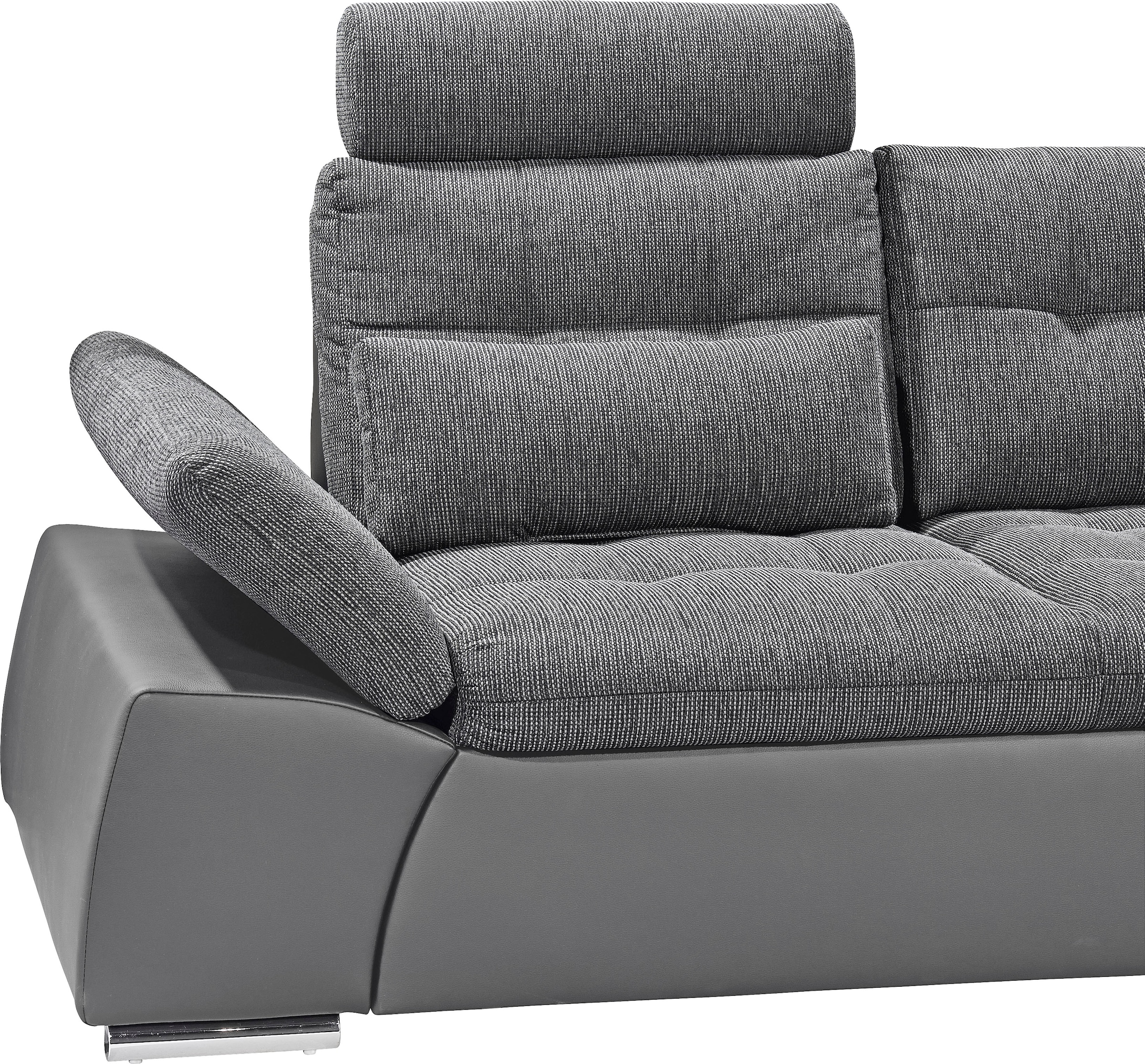 ED EXCITING DESIGN Ecksofa »Jakarta L-Form«, mit Bettfunktion, Kopfstützen, Nierenkissen etc.