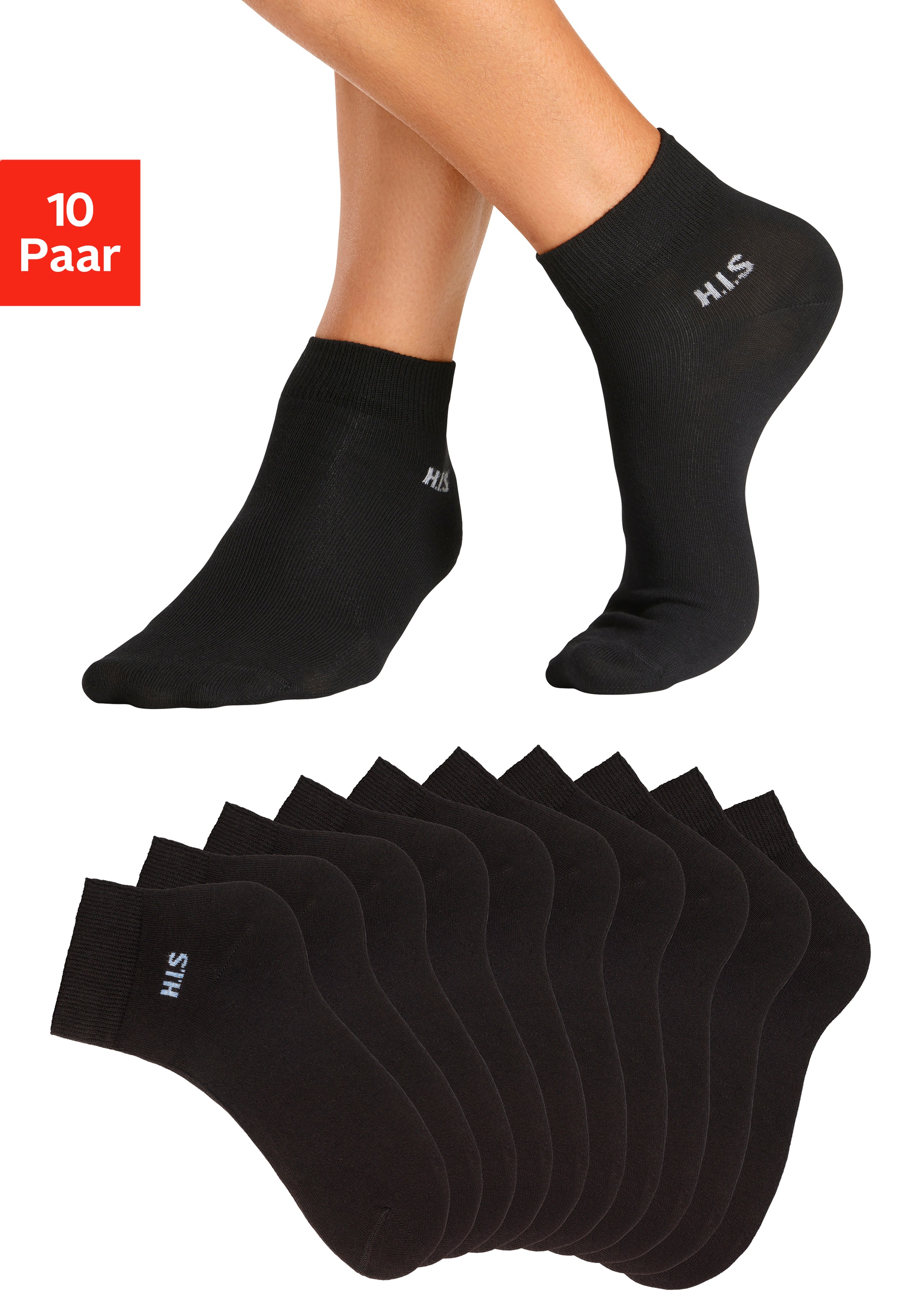 H.I.S Herren Kurzsocken Packung in schwarz, Größe 43-46