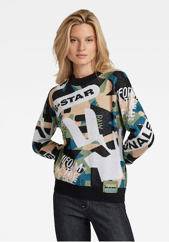 G-Star RAW Strickpullover »Jacquard Raglan Knitted Pullover«, im G-Star Grafik-Design kaufen