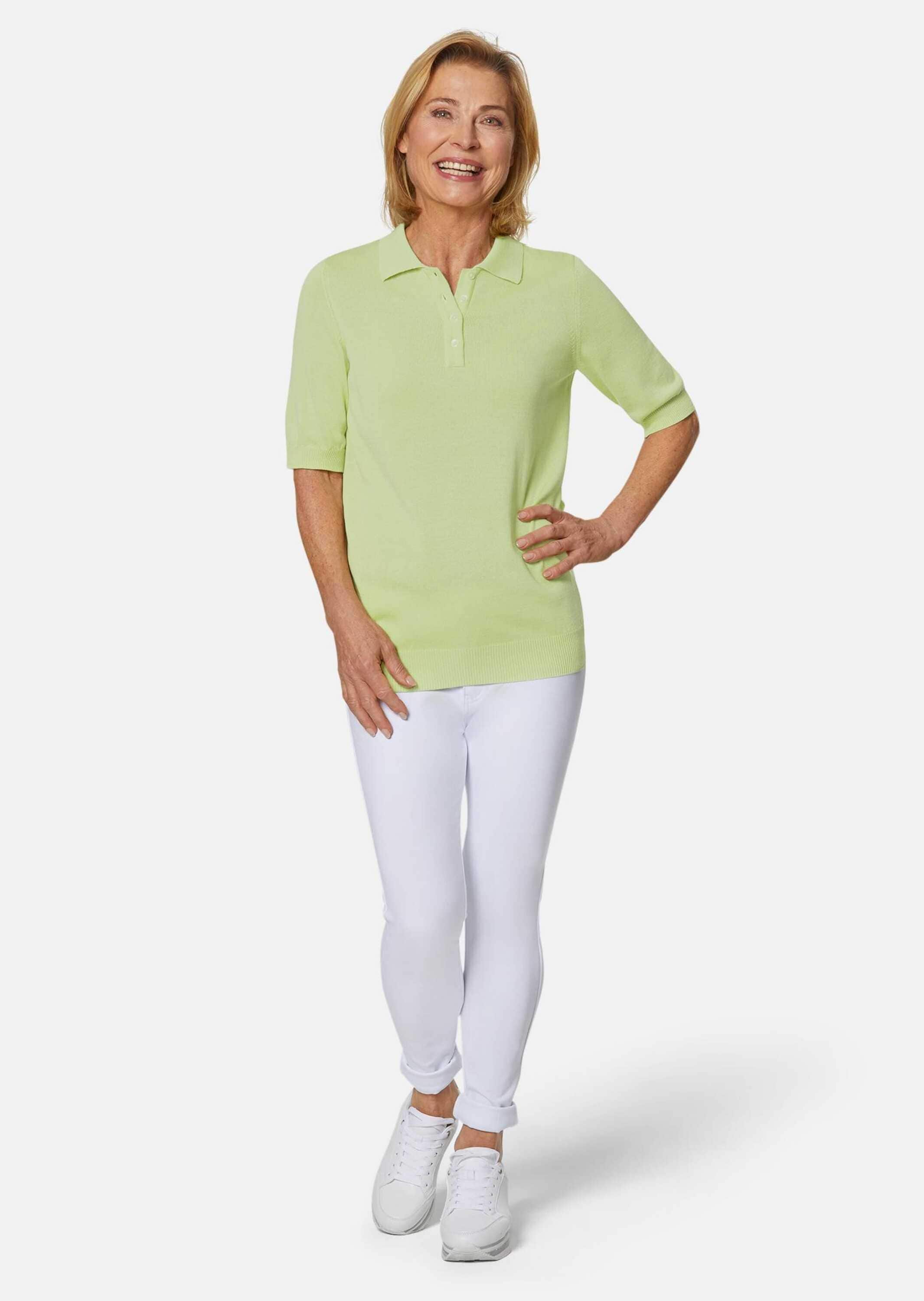 GOLDNER Kurzarmpullover »Kurzarm Strickpullover mit adrettem Kragen«