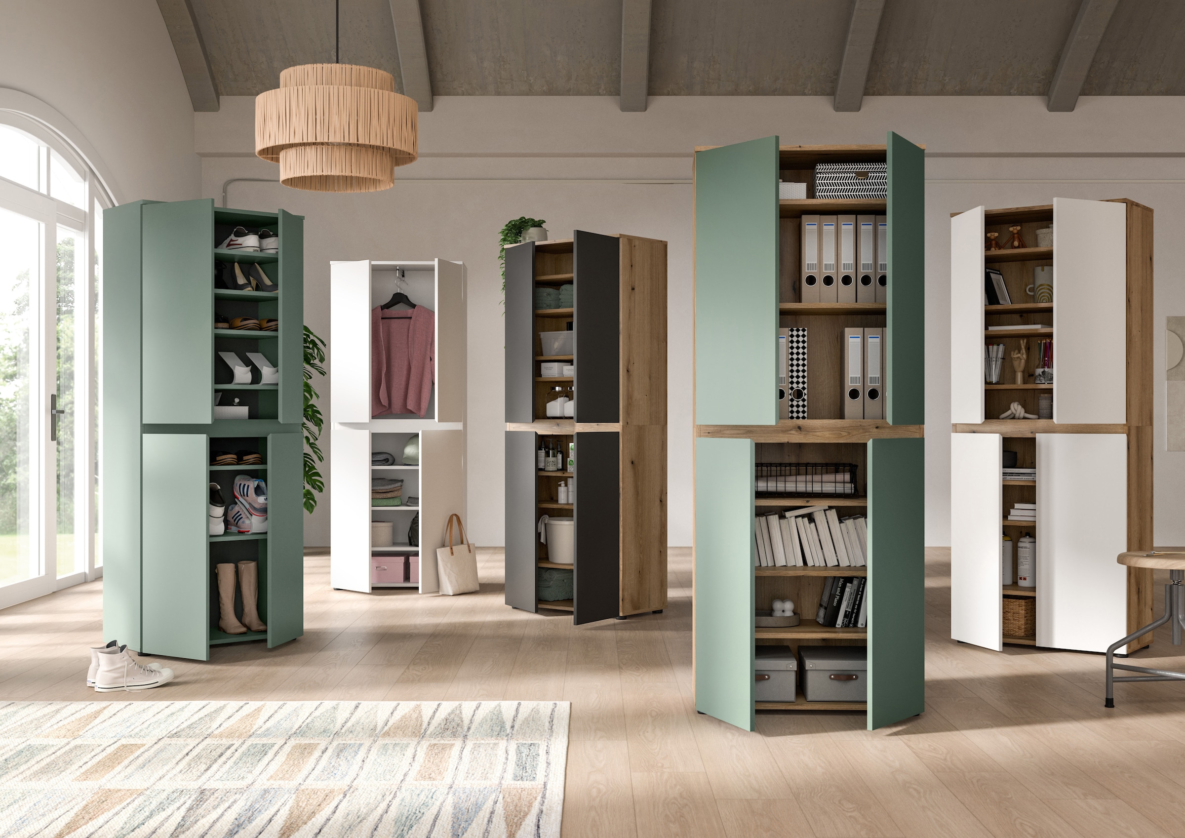 Home affaire Mehrzweckschrank »CIPELA, 70x175 cm, viel Stauraum, variable Einlegeböden, Kleiderstange« in vielen verschiedenen Trendfarben verfügbar, 1 Stk. tlg. Schuhschrank, Kleiderschrank, Universalschrank, Aktenschrank, Schrank