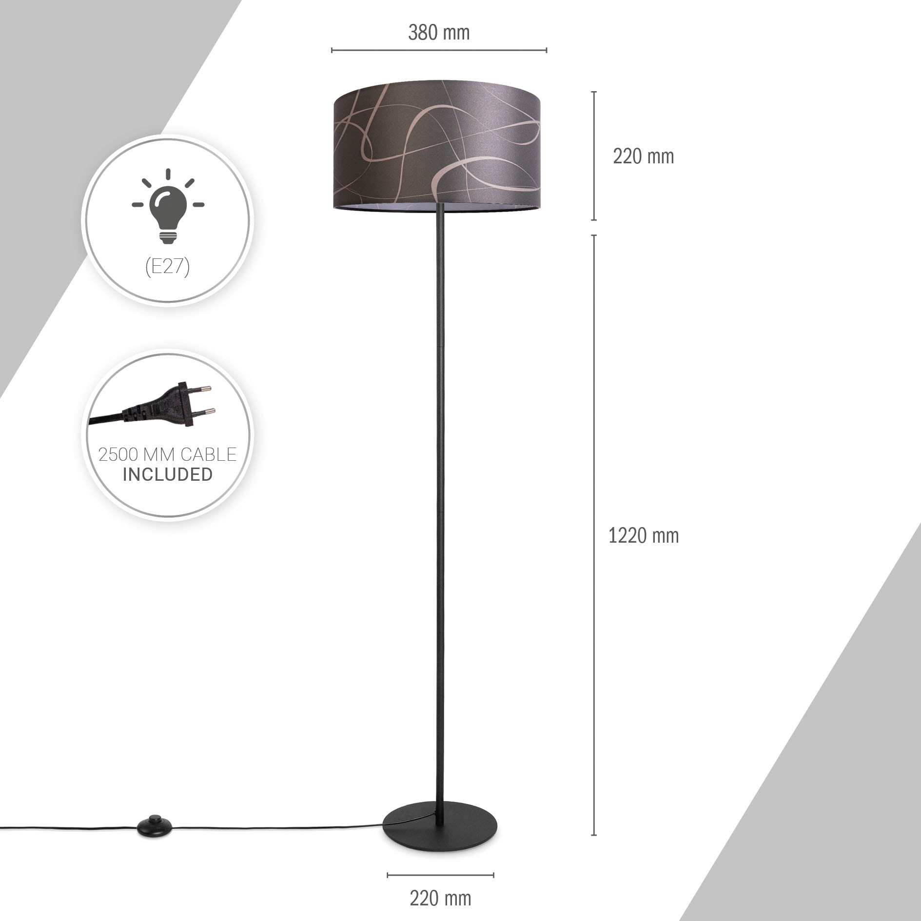 im Uni Stehlampe Stoff Lampenschirm Stehlampe E27 Paco Online »Luca Mit Tribal«, Home Shop OTTO bestellen Abstrakt Modern Dreibein
