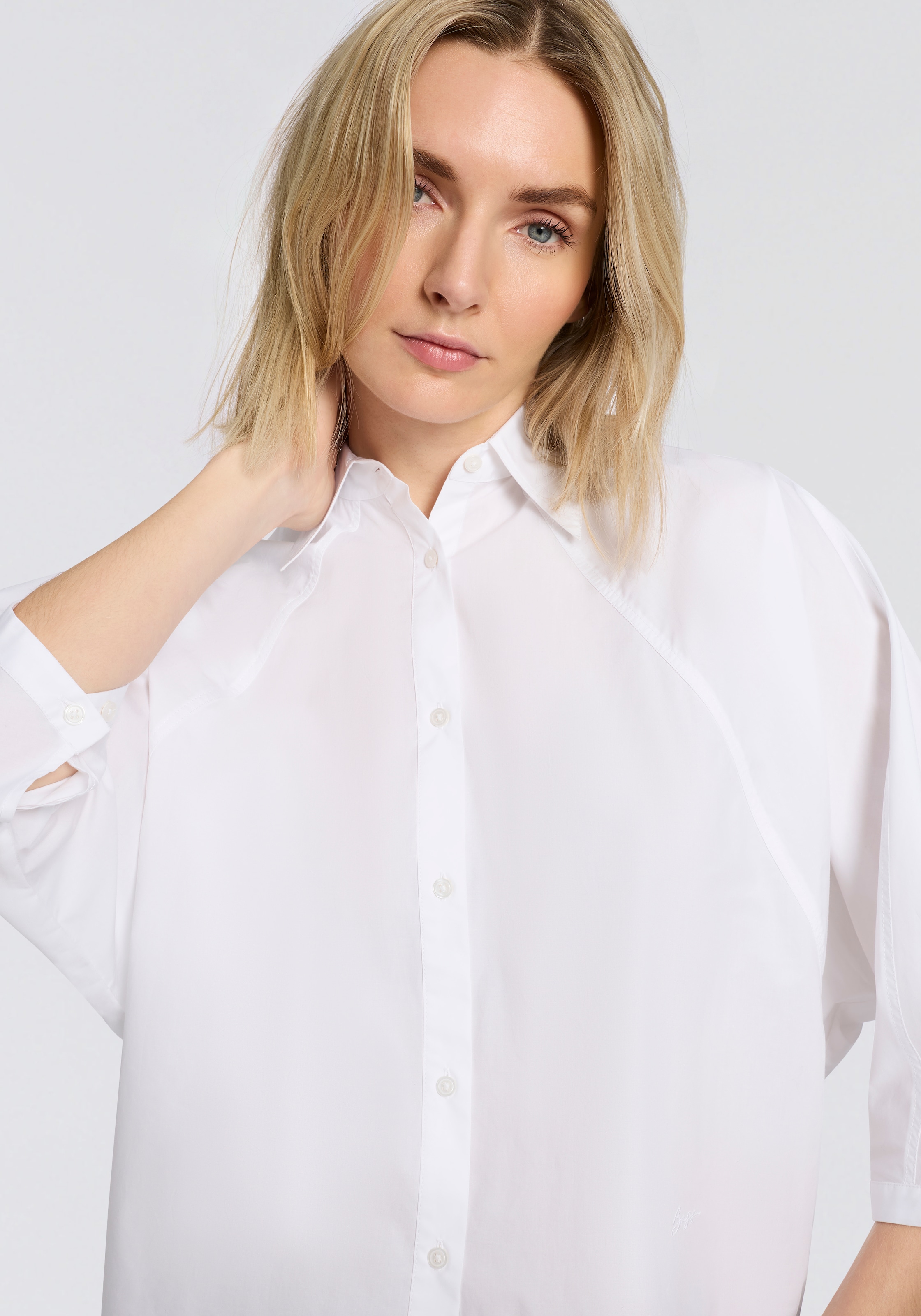 BOSS ORANGE Hemdbluse »Belenta Premium Damenmode« aus Baumwoll-Popeline, mit Kimonoärmeln