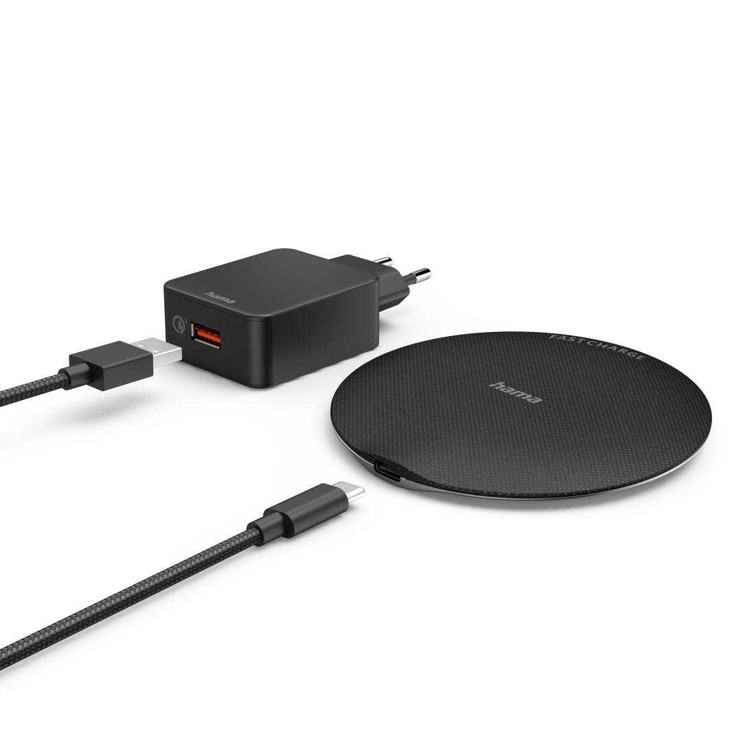 Hama Smartphone-Ladegerät »Wireless Charger Set QIFC15 Metal 15W kabelloses Smartphone Ladepad«