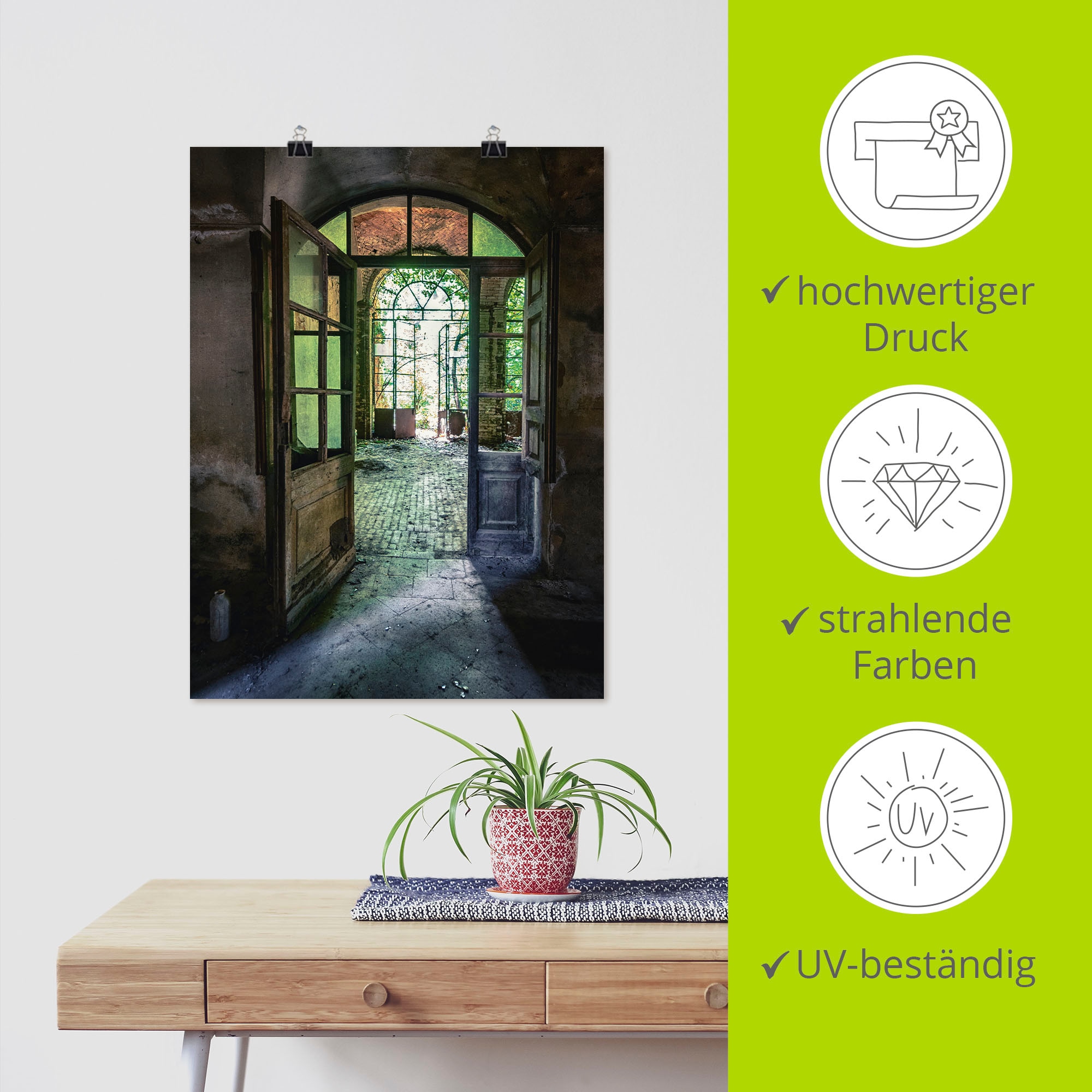 Artland Wandbild »Lost Place - alte Tür Fenster« Fenster & Türen 1 Stk. tlg. als Alubild, Leinwandbild, Poster in verschied. Größen